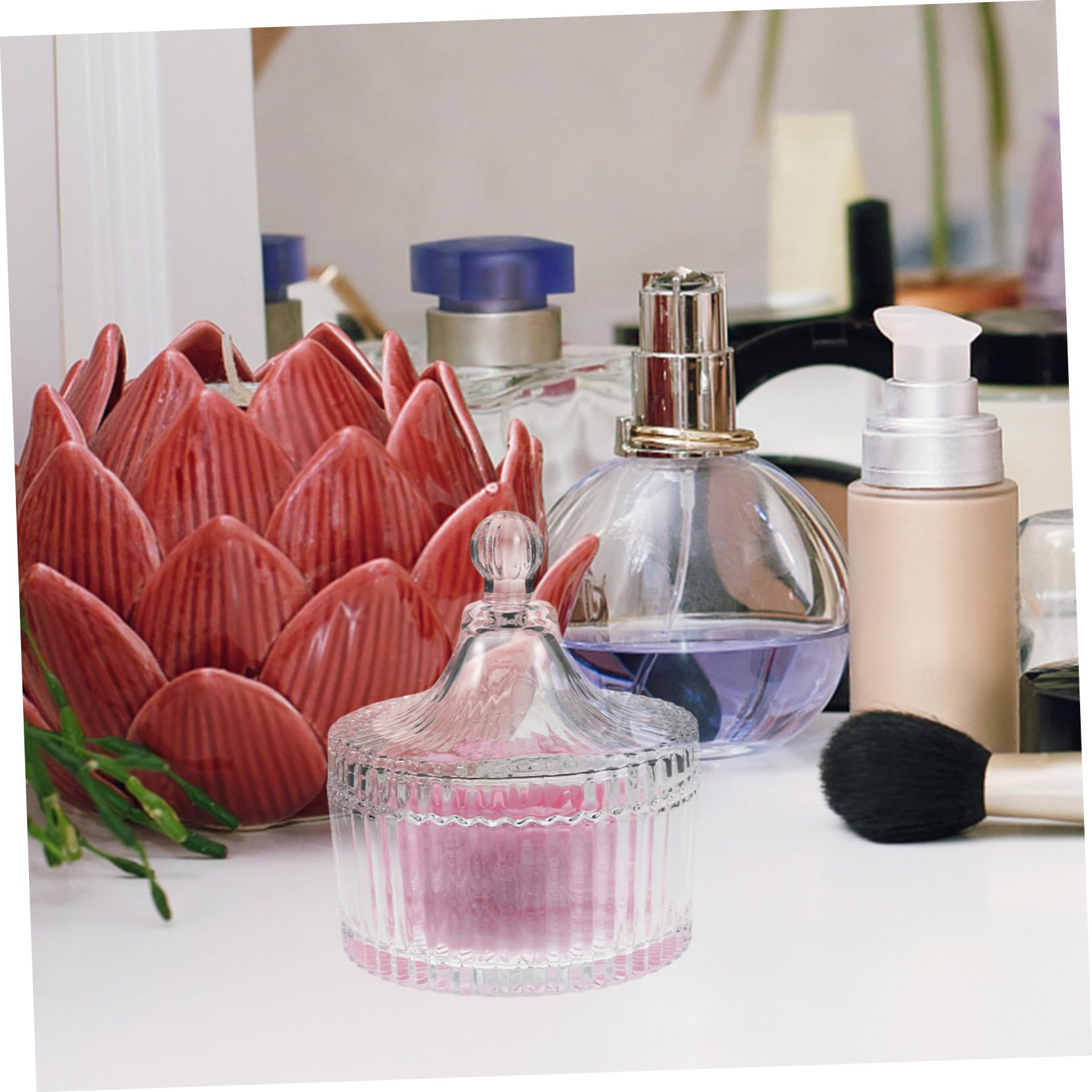 Übergrößige Puderquaste aus Glas für Frauen Gesicht und Puder Rosa