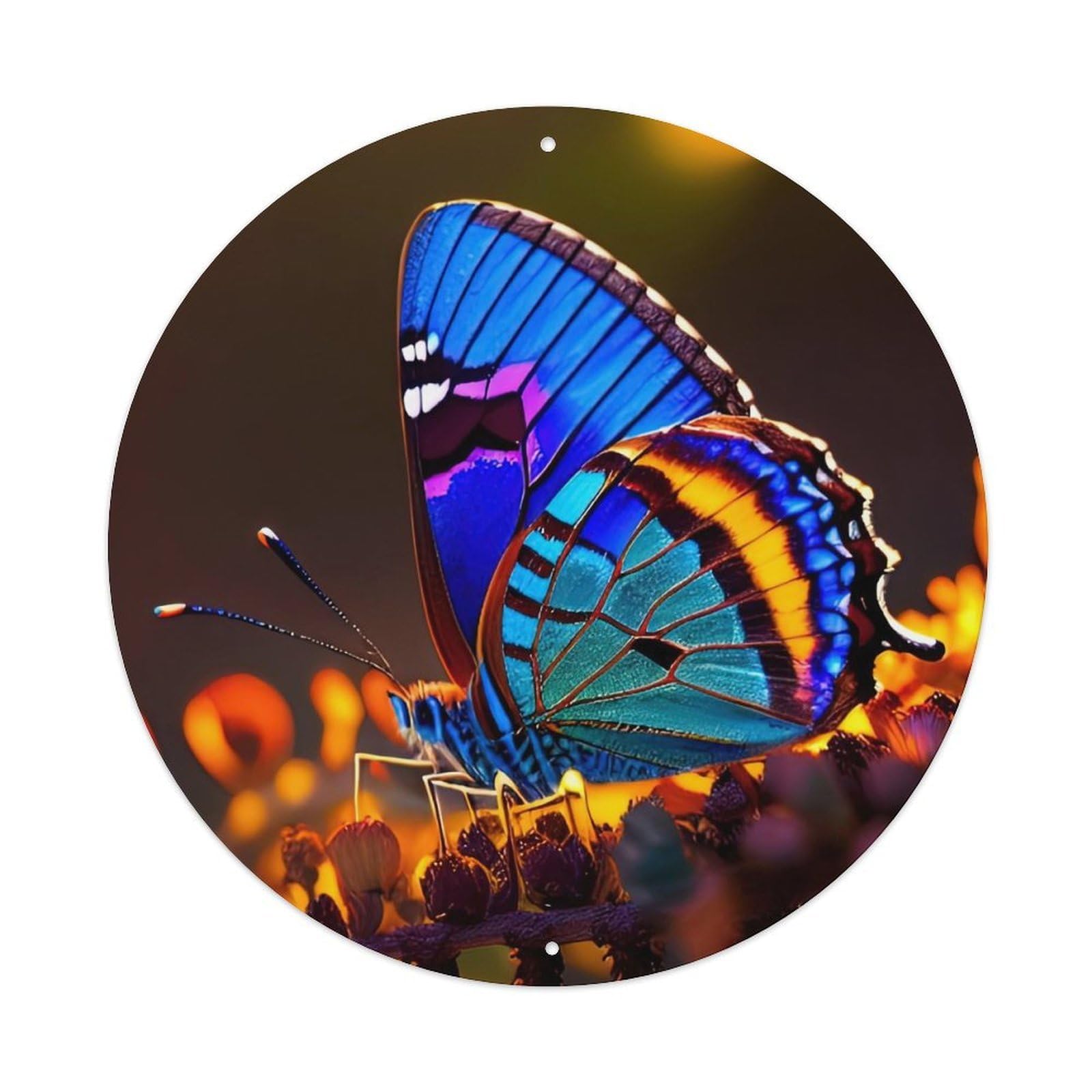 Insect Butterfly Sunset Vintage Metal Tin Sign Plaque Wall Decor for Cafe, Club Bar, Office, Garden Metal Poster 8x8Inch