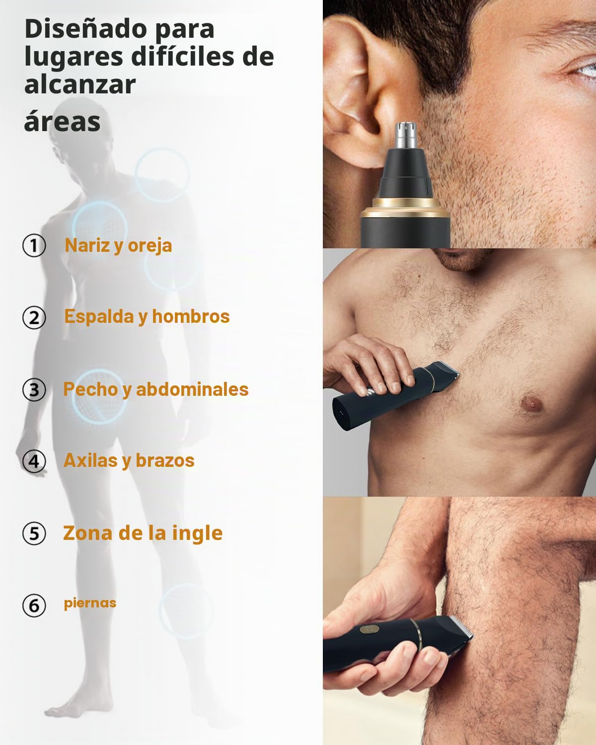 Afeitadora 3 en 1 para Mujer Zona Íntima - Uso en Seco y Mojado, Recargable, Cortapelos Nariz y Oreja, IPX7 Impermeable, Indoloro