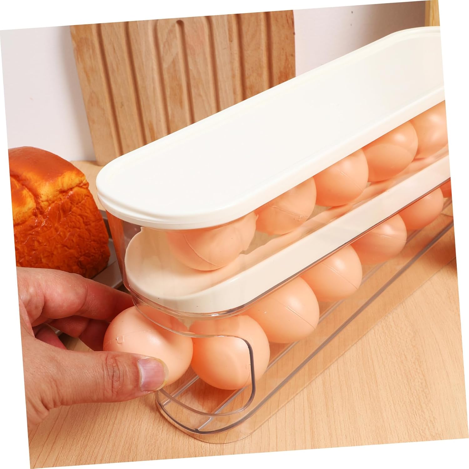 IMIKEYA Egg Holder Containers Rolling Egg Dispenser Refrigerator Storage for Home