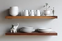 Vista 1 de Urban Legacy Estantes flotantes profundos de nogal negro para pared, fácil de instalar, estantes flotantes modernos con soportes flotantes, juego