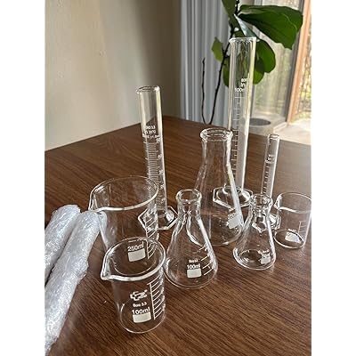 Beaker, Flask, and Cylinder Set, 3.3 Boro. Glass - 9 Pieces - Beaker Set, Flask Set, and Graduated Cylinder Set, Karter Scientific 233N2 Beaker, Flask, and Cylinder Set, 3.3 Boro. Glass - 9 Pieces - Beaker Set, Flask Set, and Graduated Cylinder Set, Karter Scientific 233N2