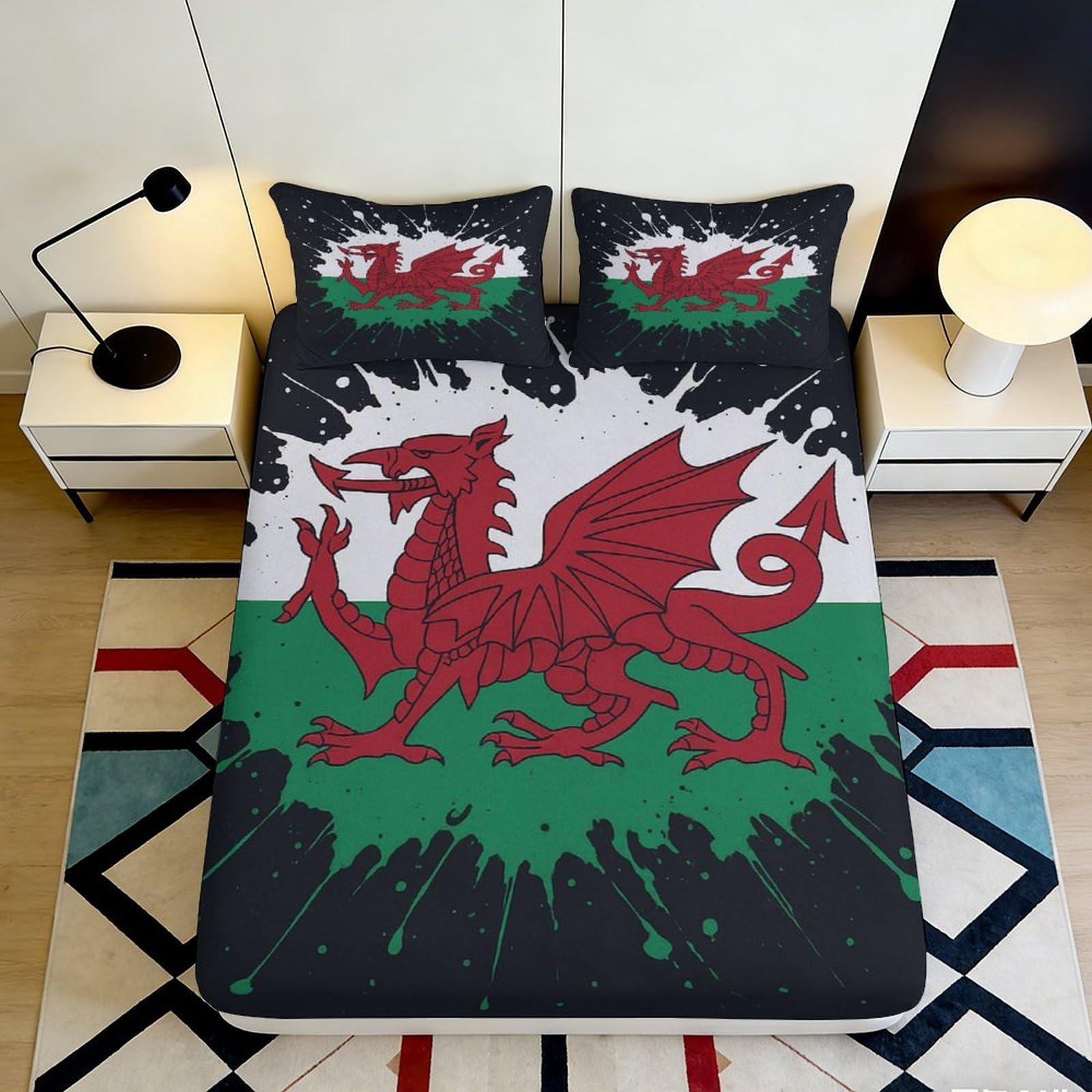 3D Printed Samurai Sakura Fitted Sheet Microfiber Deep Pocket Bedroom Bedding Samurai Sakura Mattress Fitted Cover Non-Slip Adult 180x200x25cm