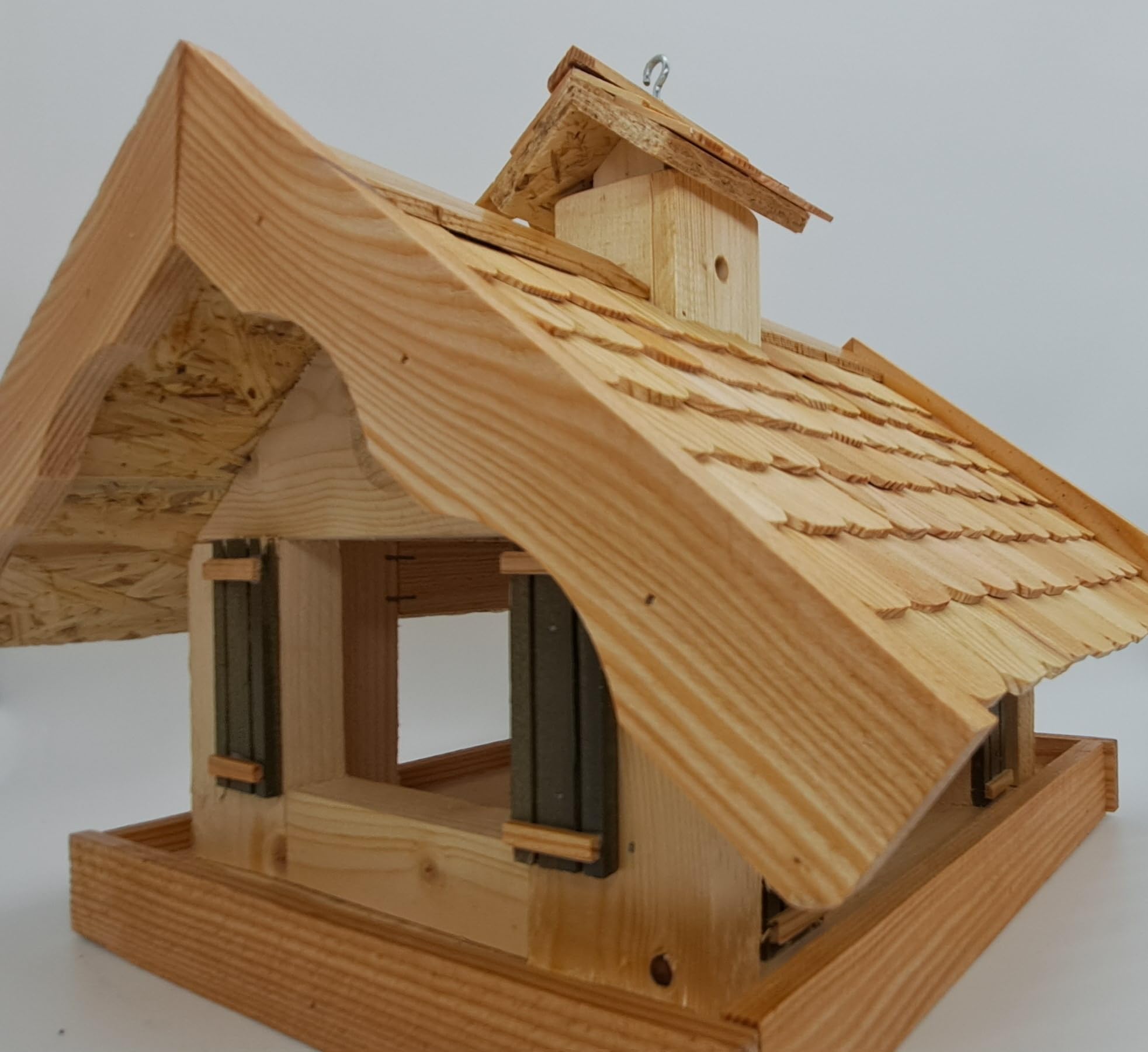 Almhütte Vogelhaus Futterhaus Lärchenholzdach Almhütte Häuschen mit Ständer A-10