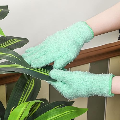 Miniatura 10 de Patelai 3 Pairs Microfiber Dusting Gloves Washable Reusable Cleaning Mittens Gloves for Women