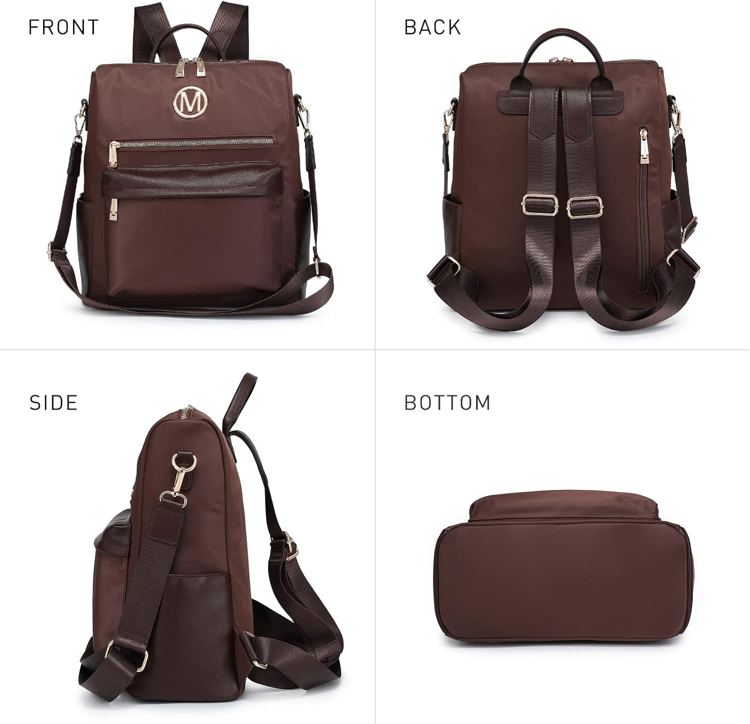 Women Nylon Backpack Purse Convertible Large Ladies Designer Rucksack Travel Shoulder Bags Handbag 2PCS - Image 6