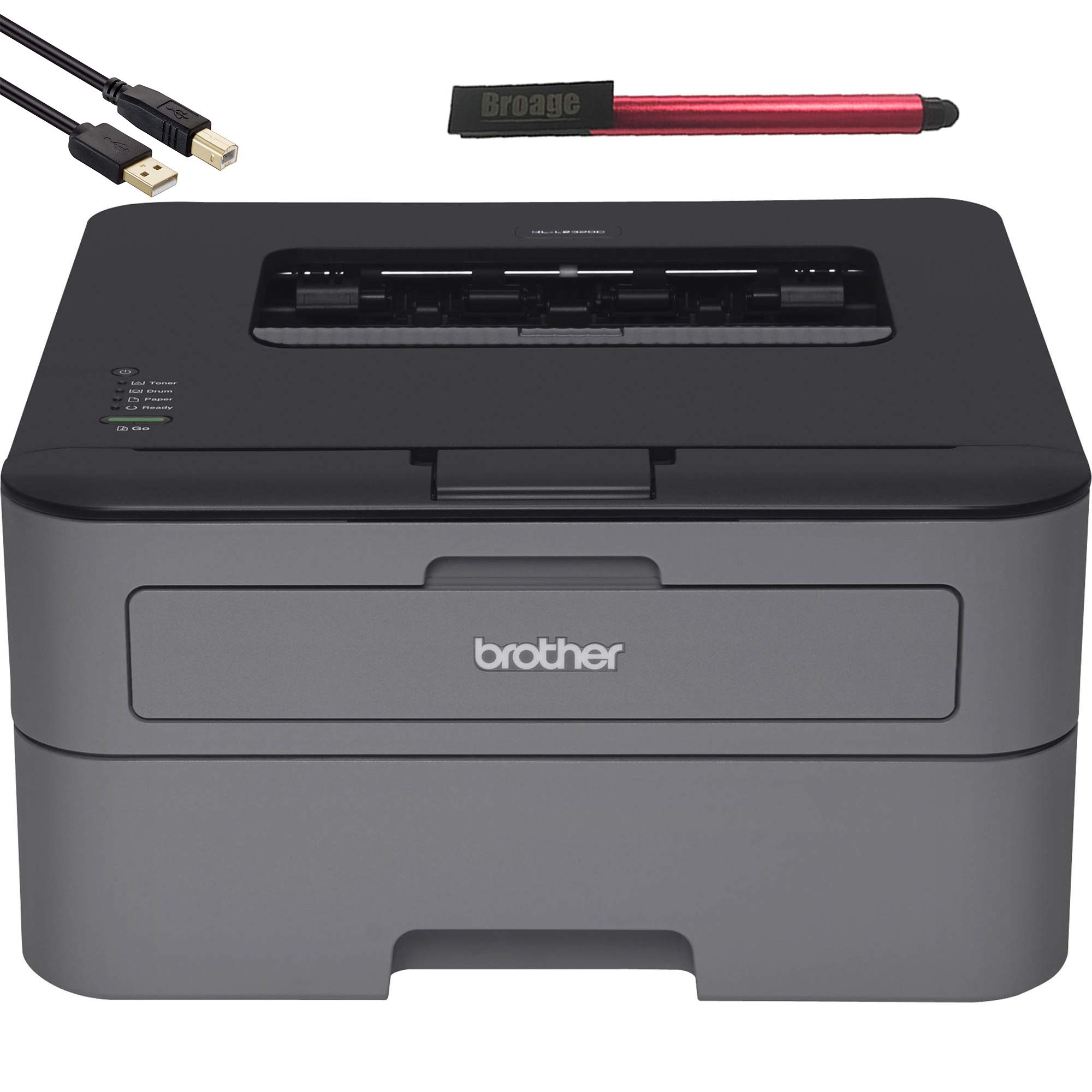 Brother_HL-L2300D Monochrome Laser Printer with Duplex Printing - Business Office Bundle - up to 2400 x 600 Resolution - 27 ppm Print Speed - BROAGE 6 Feet USB Printer Cable + 64GB Flash Drive