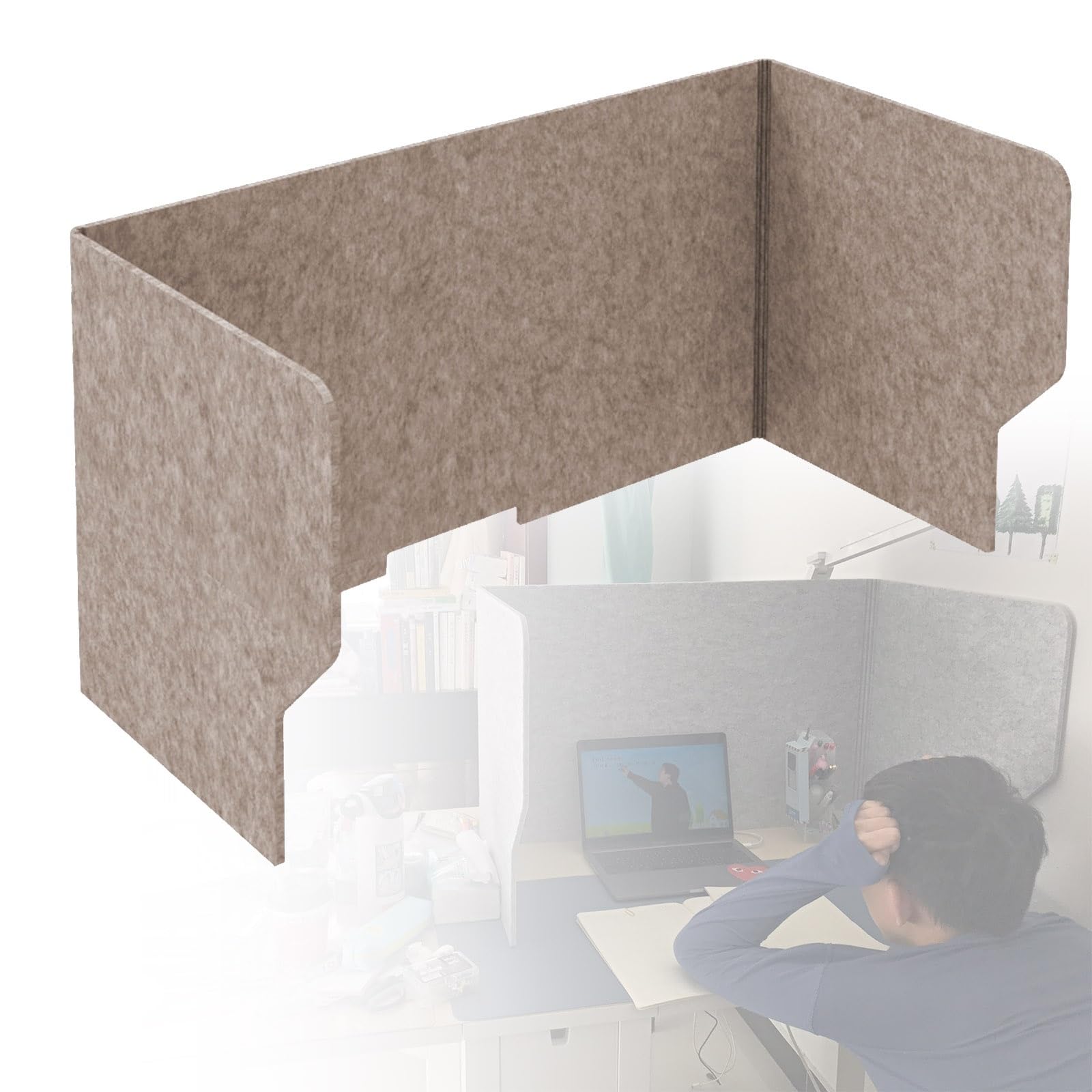 Separador Acústico De Escritorio, Separador De Mesa Absorción De Sonido, 60 80 100 120cm Divisor Acústico Para Escritorio, Independientes, Para Oficina, Biblioteca, Escuela(Lightbrown,120cm)
