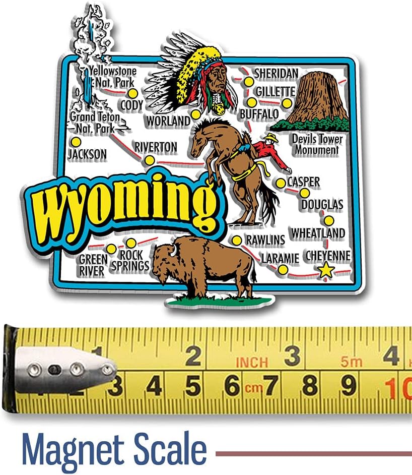 Wyoming Six-Piece State Magnet Set by Classic Magnets, Includes 6 Unique Designs, Collectible 3D Rubber Vintage-Style Souvenirs and Gifts Made in the USA image 4