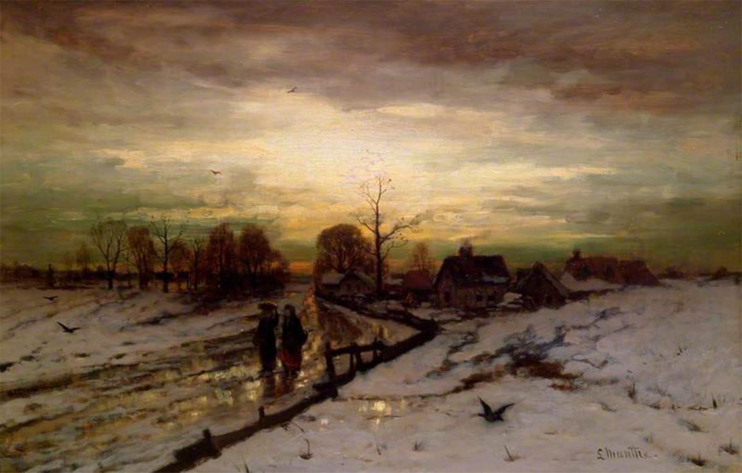 POSTERIIk Vintage Print Pop Art Landscape Artwork Winter Scene Sunset Ludvig Munthe Art Prints for Office Home Decor 60x90cm