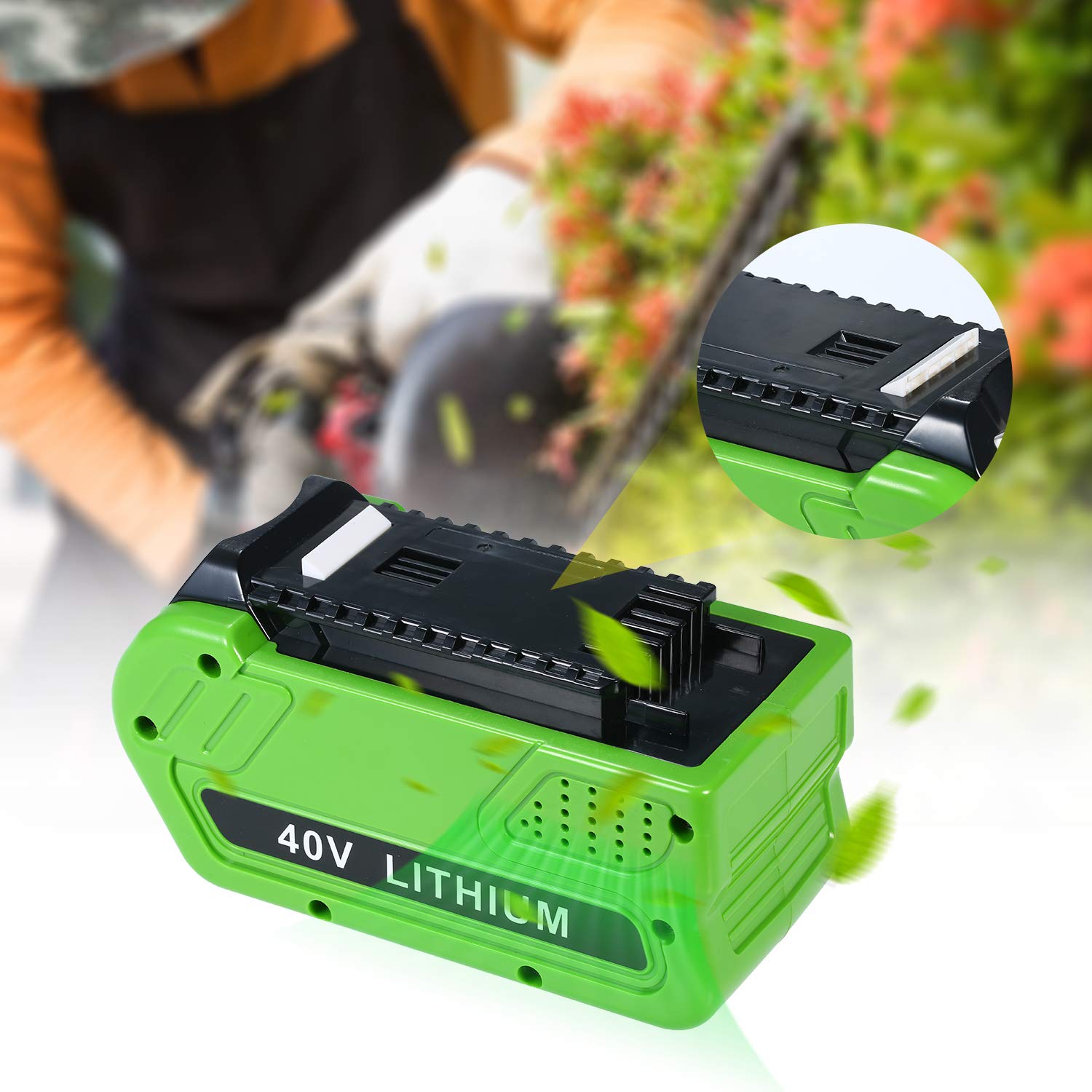Batería Recargable de Iones de Litio de 40 V, 2500 mAh, Compatible con GreenWorks GMAX, reemplaza a 29472 29462, Compatible con los Modelos 20302 20672 24252 20202 22262 20322