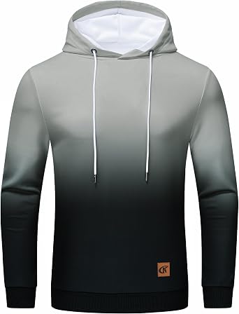 Satankud Mens Gradient Casual Pullover Hoodie Long Sleeve Athletic Hooded Sweatshirts