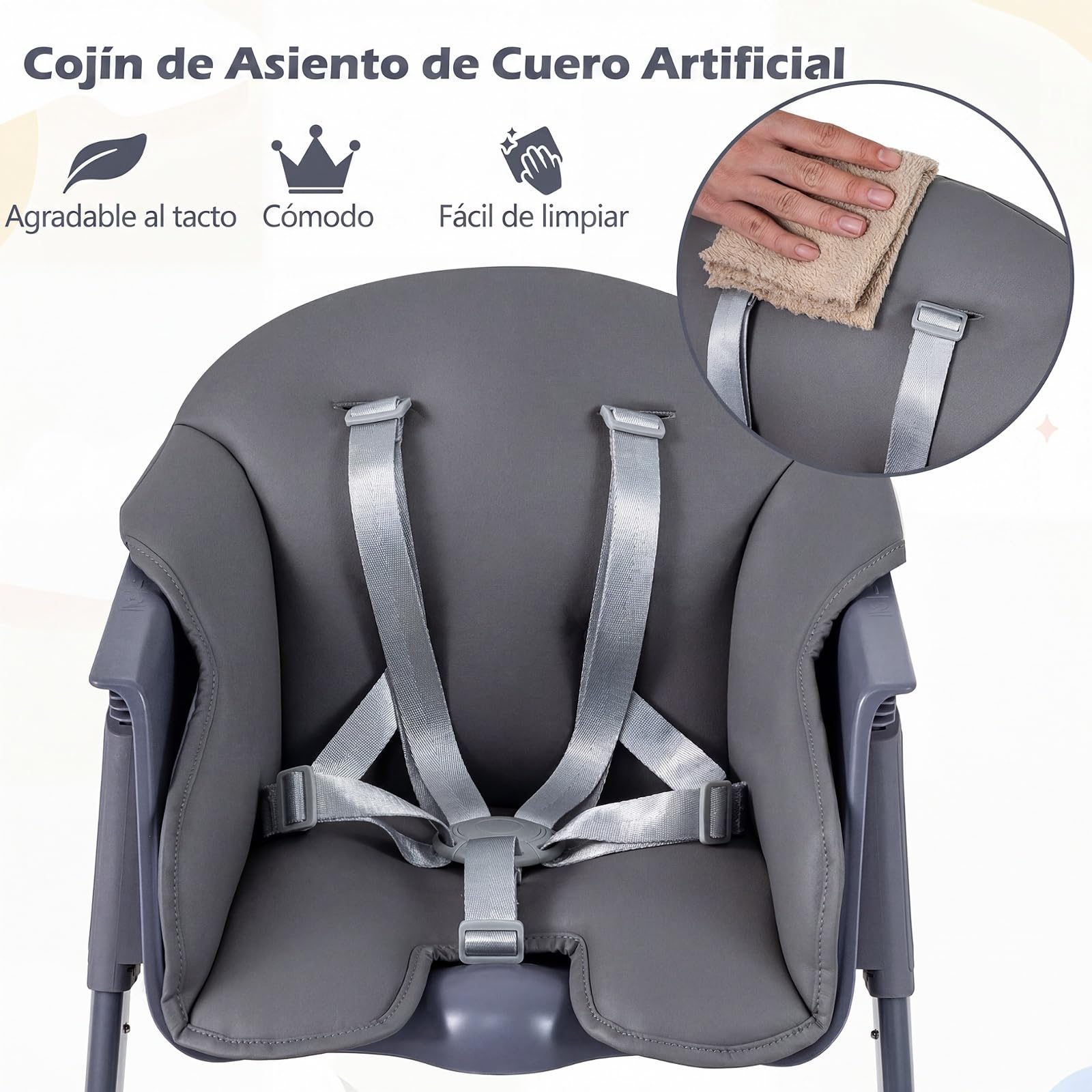 COSTWAY 3 en 1 Trona Bebé Lavable, Silla Bebe Comer | con Bandeja Extraíble y Ajustable en 2 Posiciones, Reposapiés, Cinturón de Seguridad y Cojín de Asiento, Silla Alta para Niño