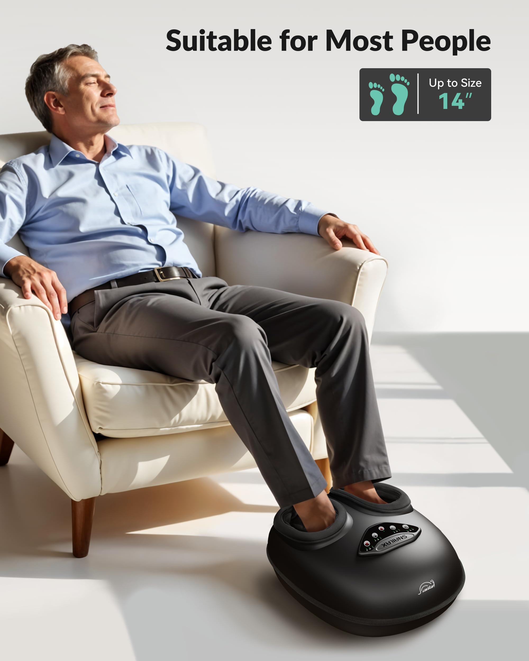 Snailax Masajeador de pies con calor, masajeador de pies Shiatsu para relajación, amasamiento profundo, compresión, masaje de pies con vibración, regalos para hombres mujeres