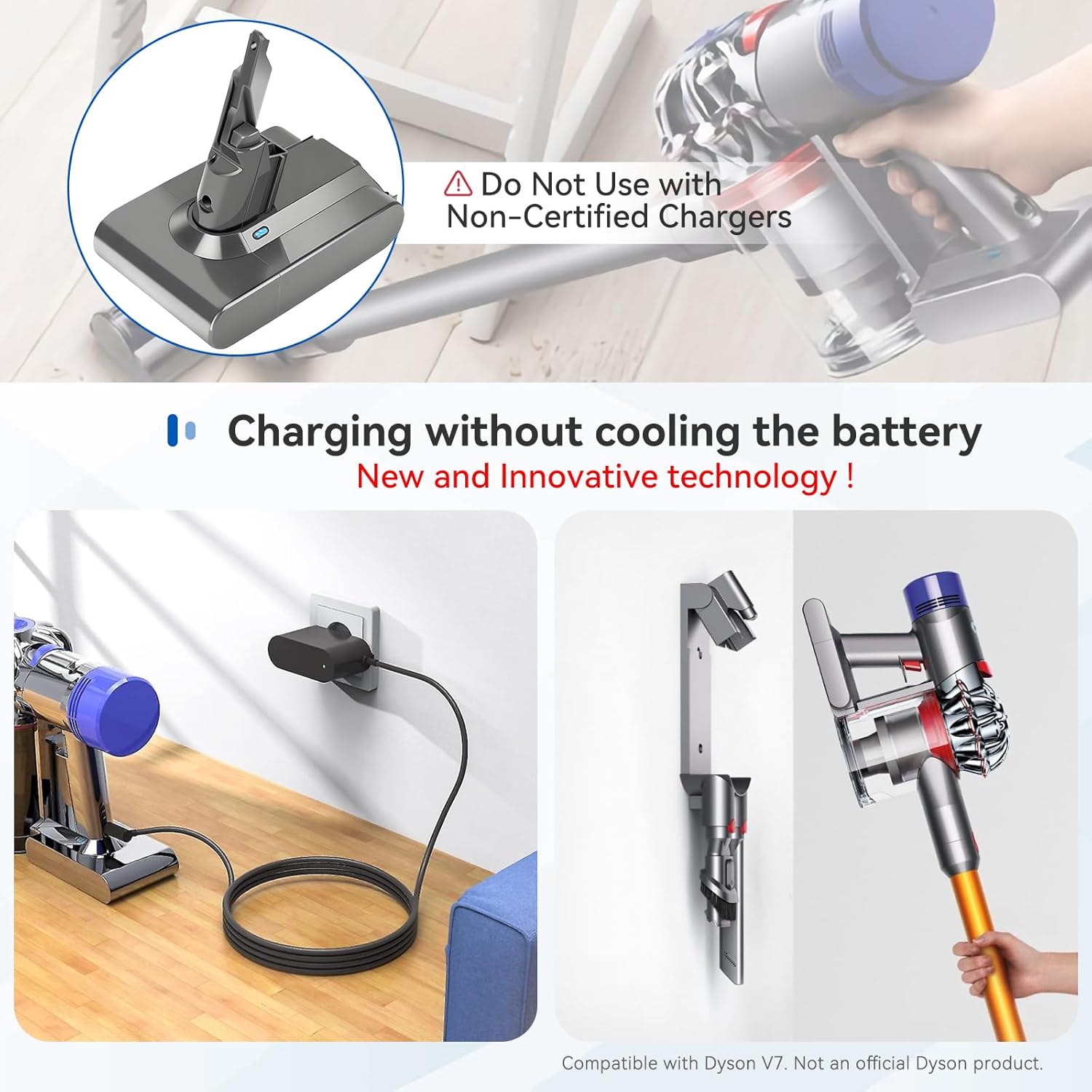 4.5 Ah Replacement for Dyson V7 Battery with 1*Pre-filter 1*Post-filter 1*cleaning brush Compatible with Dyson V7 Motorhead Pro,Trigger, Animal,Car Boat,Trigger+,Fluffy,Mattress,Absolute,Cord-free,Etc