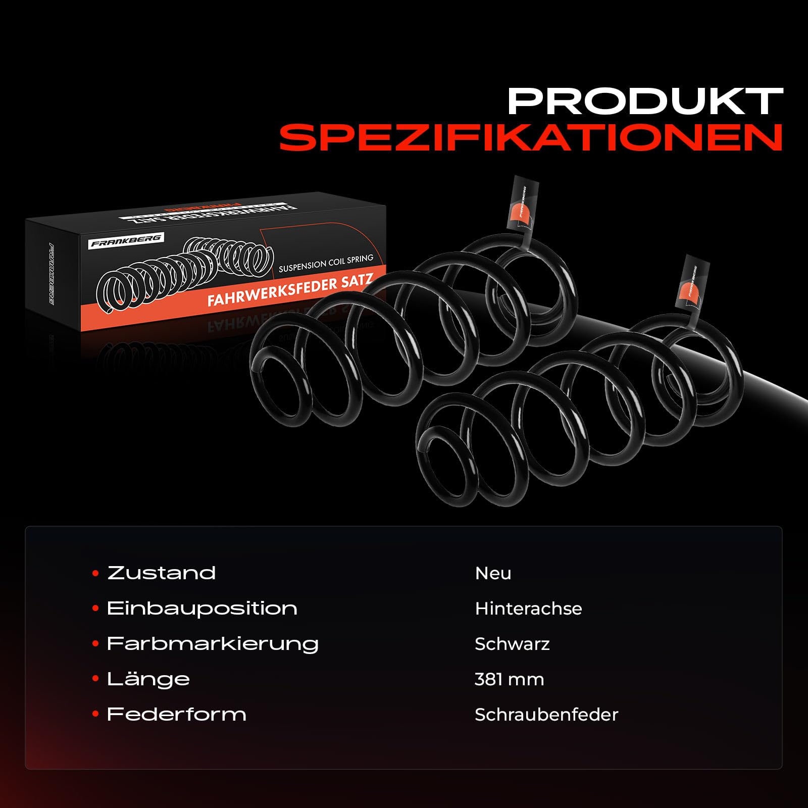 Frankberg 2x Federn Fahrwerksfeder Hinterachse 8K0511115DJ
