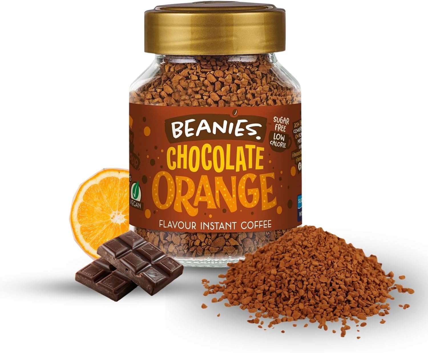 Beanies Chocolate Orange Flavoured Instant Coffee | 50g | Freeze Dried Coffee with Zesty Chocolate Orange