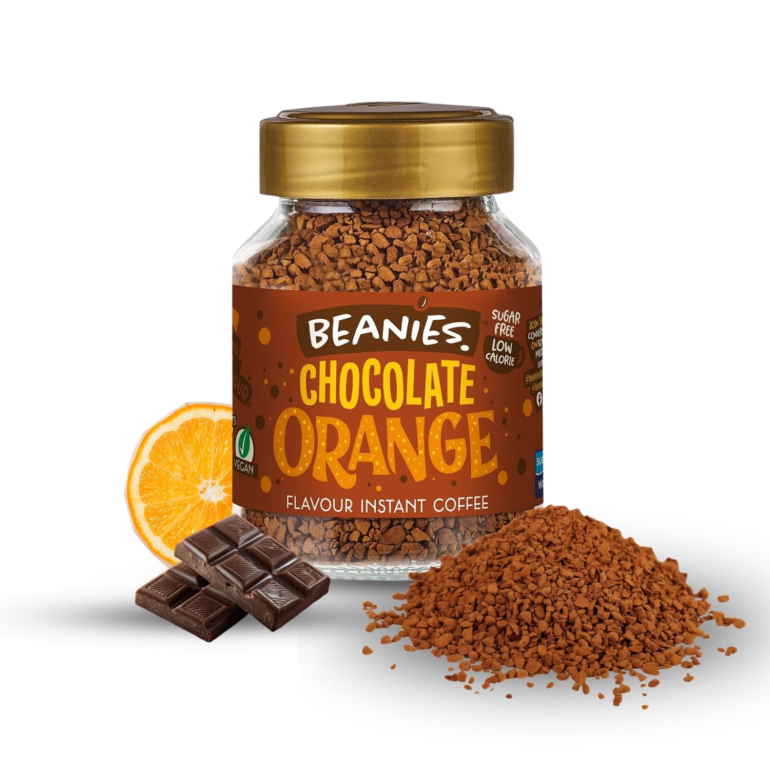 - Beanies Chocolate Orange Flavoured Instant Coffee | 50g | Freeze Dried Coffee with Zesty Chocolate Orange