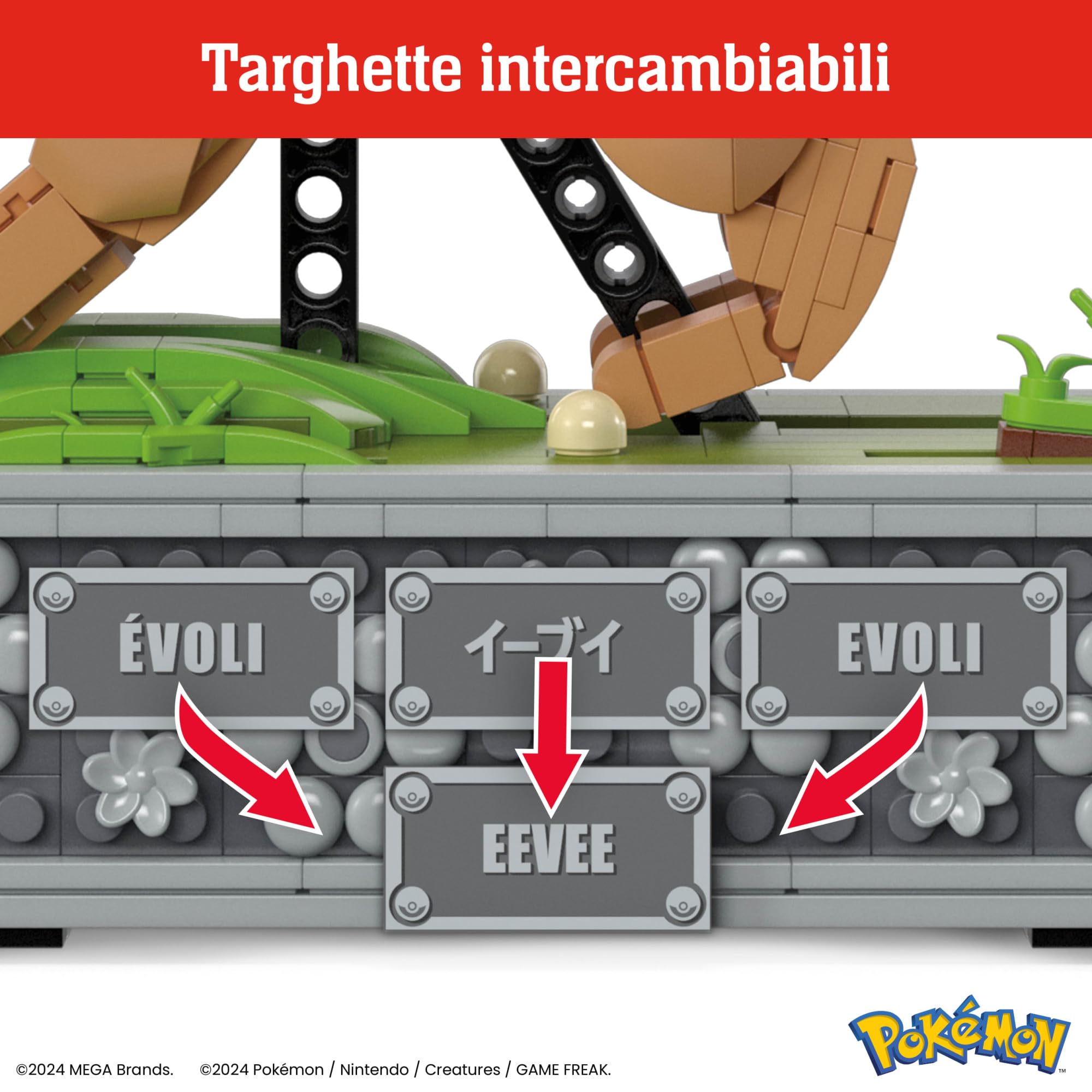 MEGA Pokémon - Kinetic Eevee, set da costruire con 1381 pezzi, personaggio meccanizzato che corre girando la rotellina, giocattolo per collezionisti da esporre, 18+ anni, HTH71