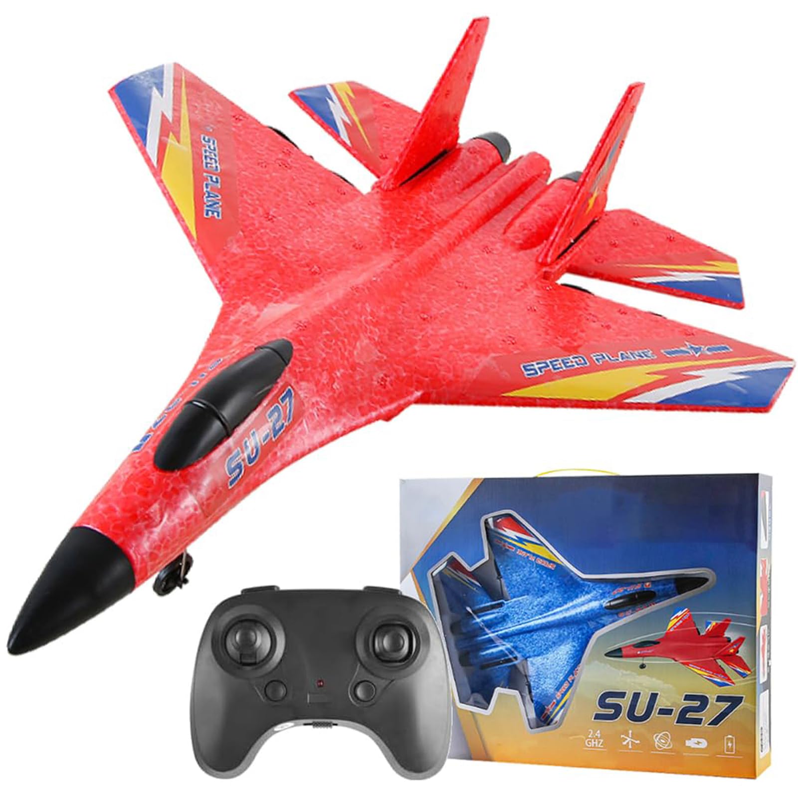 2026 New Remote Control Airplane, Upgrade Gravity Glider Foam RC Fighter Plane with LED Light & 360° Flip, RC Plane Remote Control Glider Airplanes, 2 Channels Foam RC Planes for Adults Kids (Red)