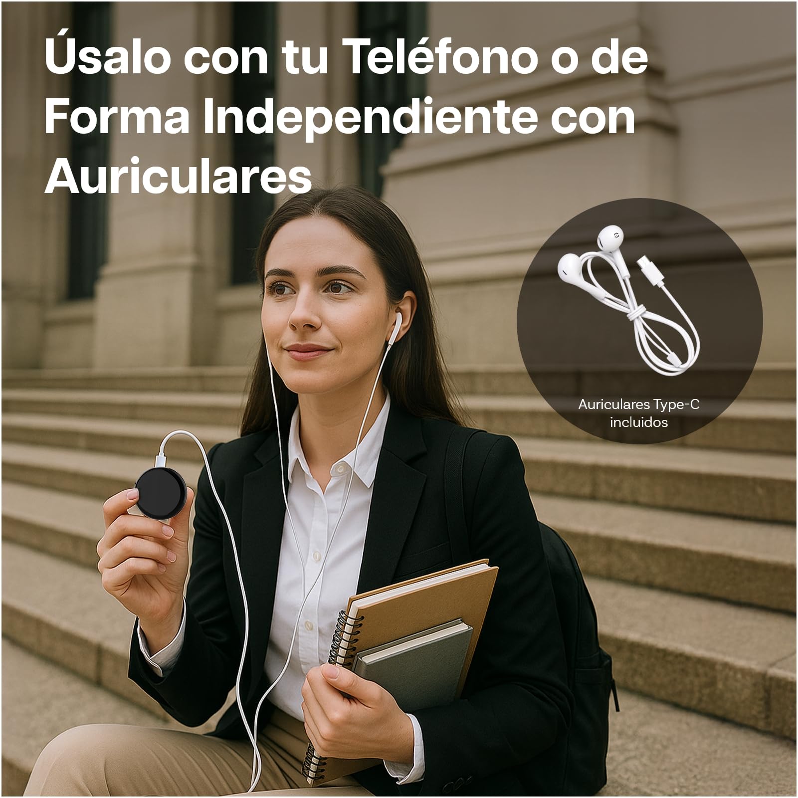 Grabadora de Voz IA 32GB por MMOBIEL – Control por App, Transcripción y Resumen Automático, Traducción en Tiempo Real, Bluetooth y Reproducción con Auriculares para Reuniones, Llamadas y Clases