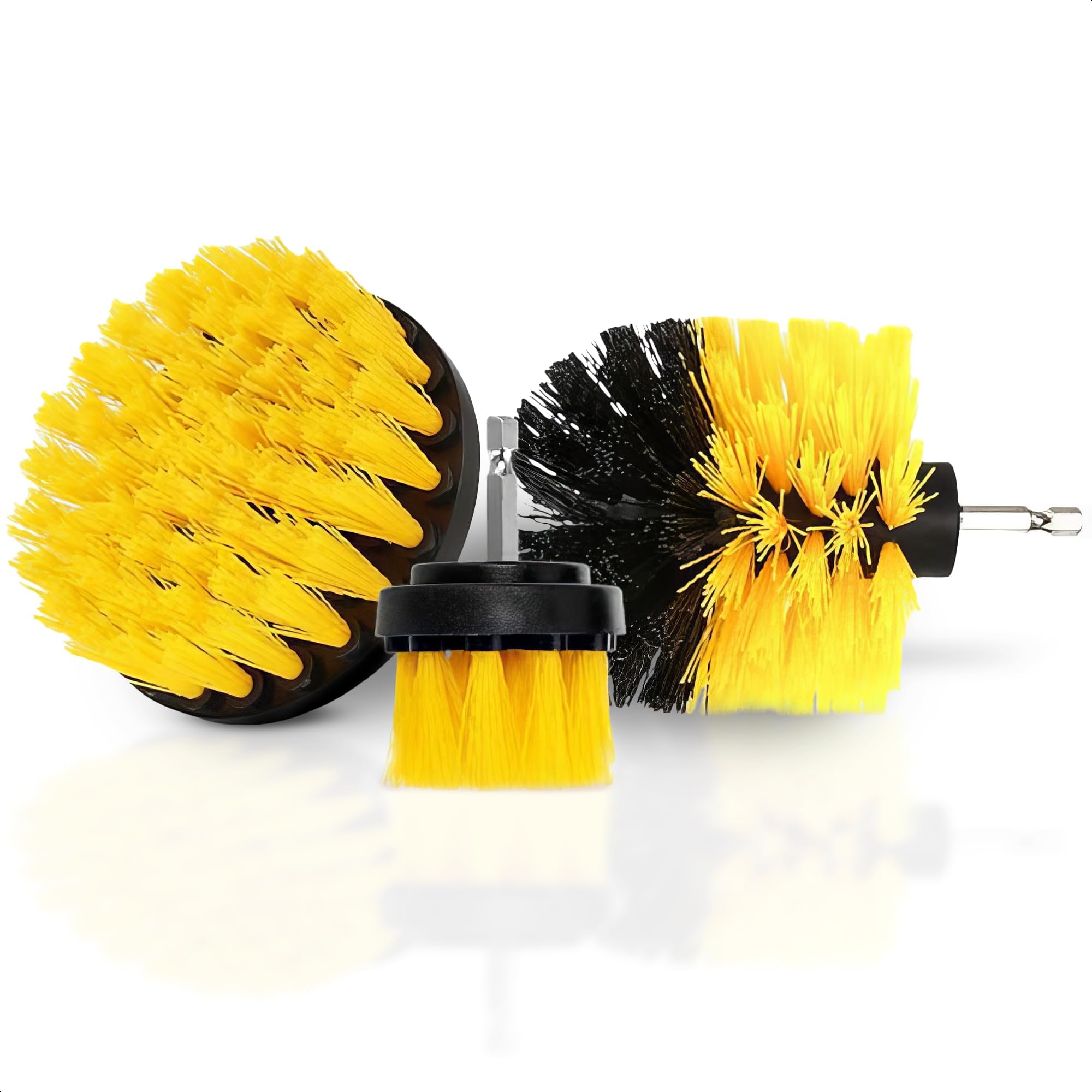 3 Pcs Drill Brush Scrubber Set - Drill Scrubber Brush Kit with Nylon Bristles, 2/3.5/4" Heads, 1/4" Hex Shaft - Multi-Surface Set for Bathroom Tile, Car Wheels, Garage Floors, Pool Steps & Grout Lines