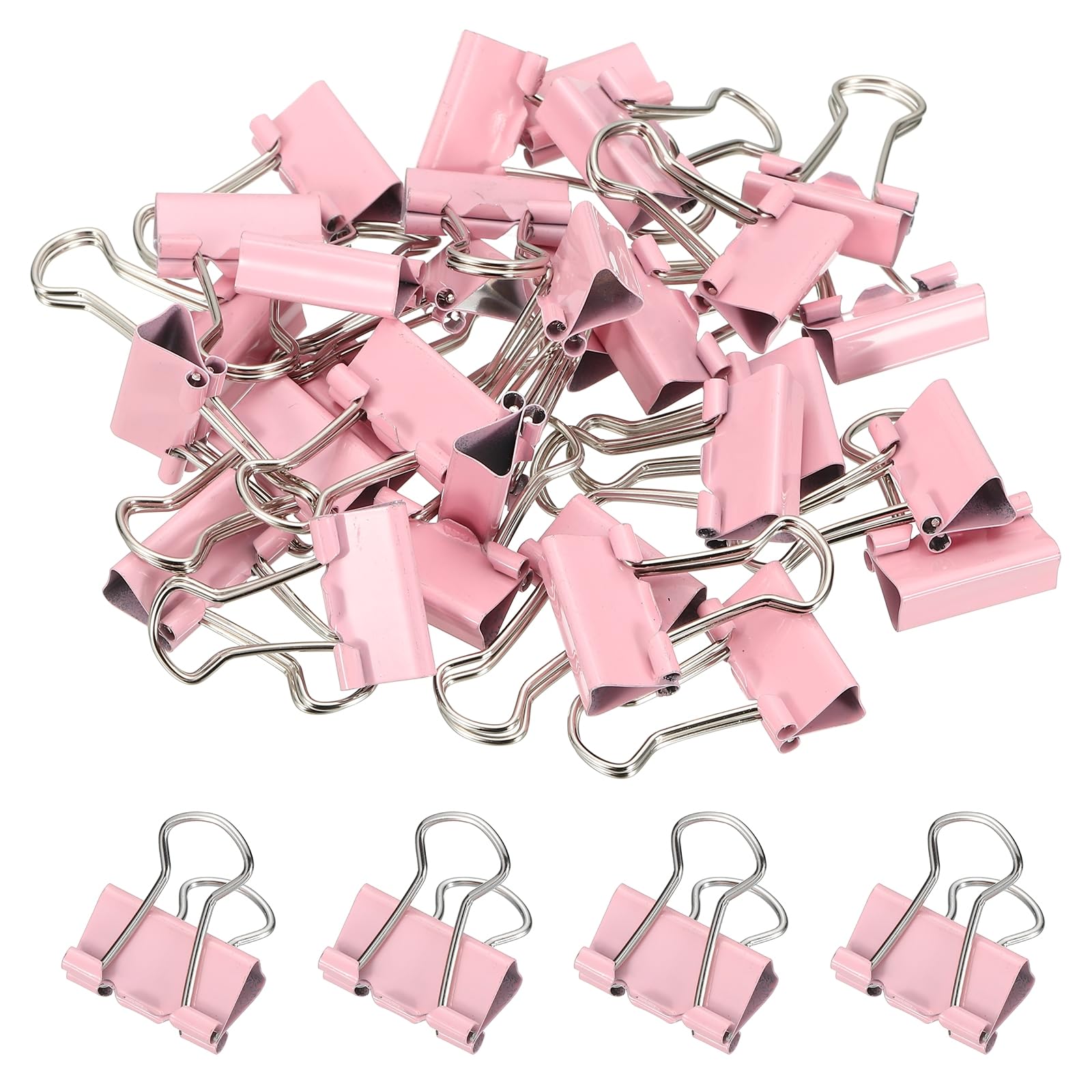 PATIKIL 0.75 Inch Small Binder Clips, 30 Pcs Sturdy Paper Clamps with Silver Wire Handles for Home Office Supplies Business Paperwork Document Organizing, Pastel Pink