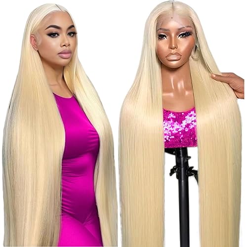 IUPin 32 Inch 613 13x6 Lace Front Wig Human Hair 220% Density Blonde Wig Human Hair Straight 613 HD Lace Frontal Wig Human Hair Transparent HD Lace Pre Plucked for Women