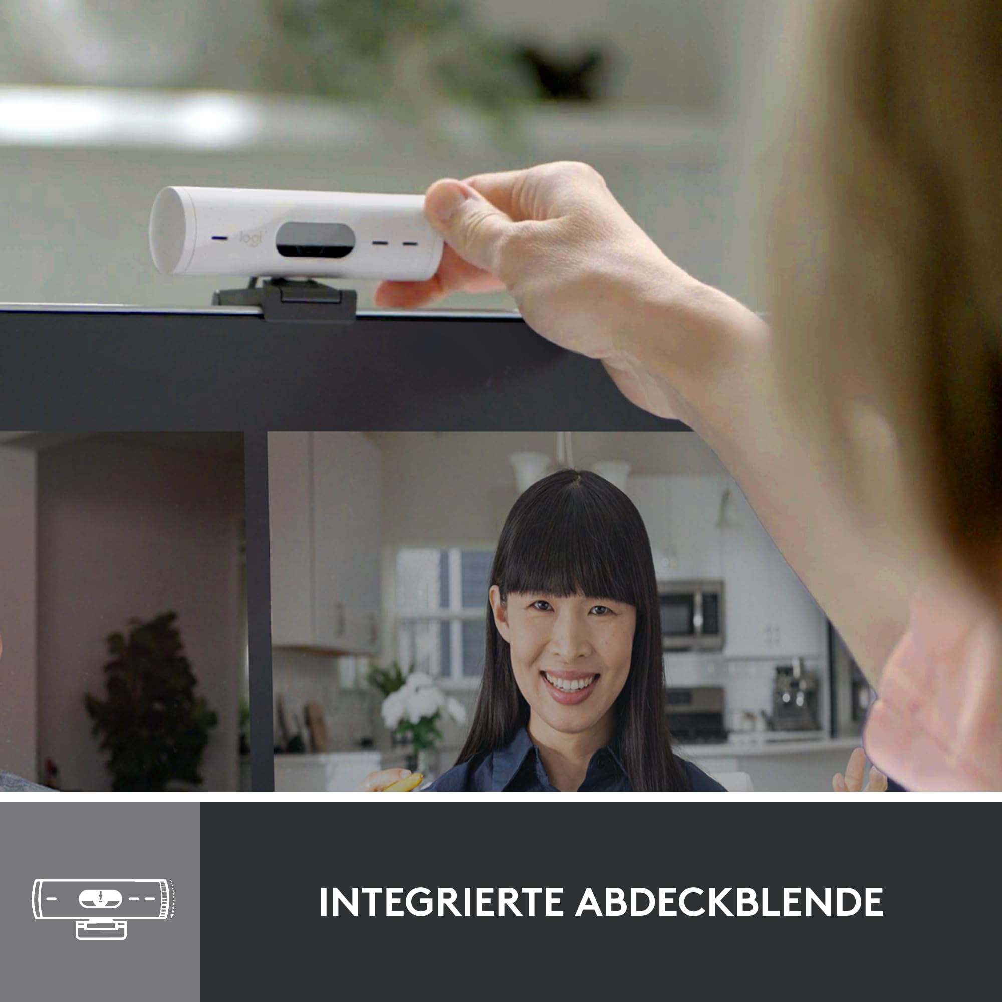 Logitech Brio 500 Full-HD-Webcam mit Auto-Lichtkorrektur, Zeigemodus, Doppelmikrofon + Rauschunterdrückung, Webcam-Abdeckung, für Microsoft Teams, Google Meet, Zoom, USB-C-Kabel - Weiß