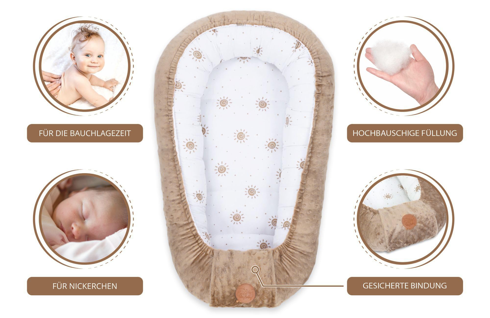 Nido caldo per neonati 90x50 cm - nido coccoloso nido per neonati inverno/autunno nido per neonati bozzolo sole Marrone chiaro