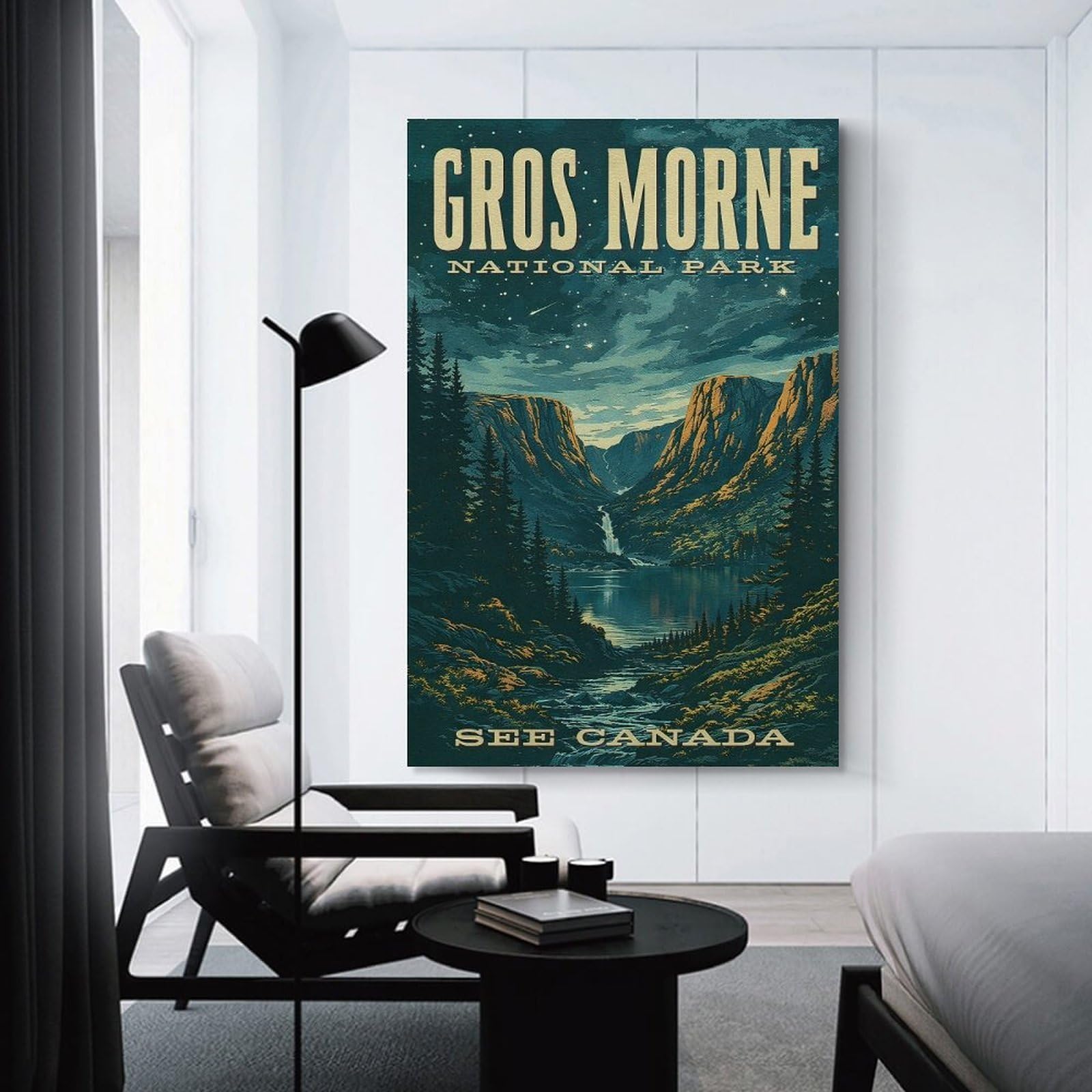 Junmoney Gros Morne National Park Vintage Canvas Art Print, 24x36inch(60x90cm), for Bedroom, Lounge Or Dressing Area, Canvas Wall Decor for Personal Spaces