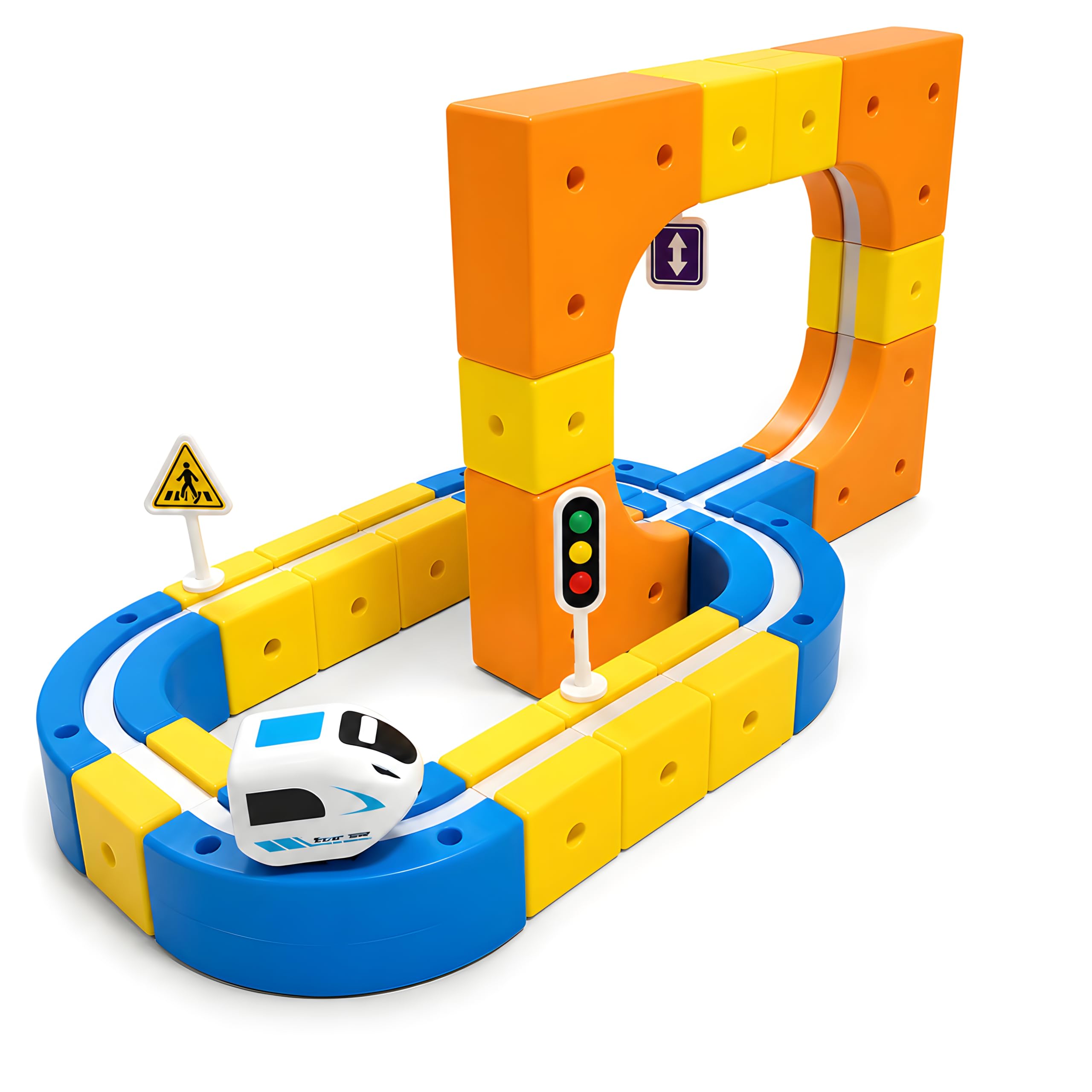 Cable World Magnetic Adventure Train Track Set for Kids, 107 PCS DIY Magnetic Suspended Orbit Racing Track with 1 USB Rechargeable Magnetic Train, Wall Climbing Suction Track for Kids 3+-picture-34