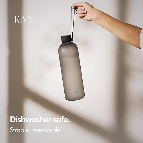Miniatura 3 de KIVY Botella de agua grande de 50 onzas ligera e inastillable Se adapta a mochila y portavasos para viajes, deportes, escuela, botella de agua negra