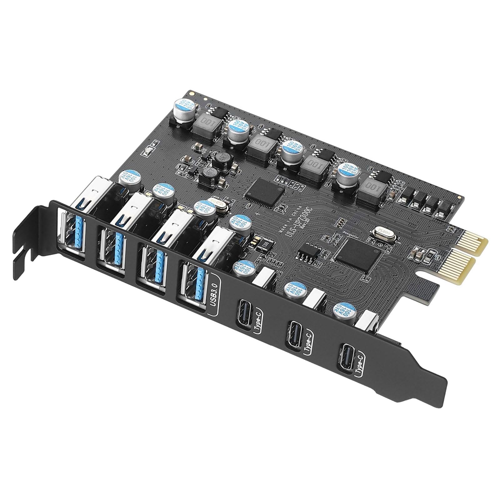 Carte d'extension PCIe USB 3.1 avec 7 ports dont 4A et 3 Type C pour ordinateur de bureau PCIe vers adaptateur
