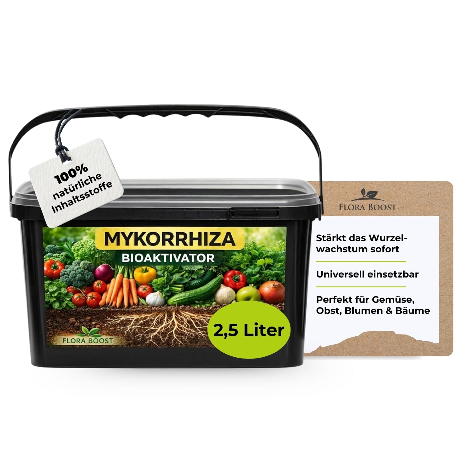 Flora Boost Mykorrhiza Bioaktivator Granulat 2,5 Liter I Natürlicher Bodenaktivator mit Mykorrhiza Pilzen & Lava-Granulat I Für starkes Wurzelwachstum, bessere Nährstoffaufnahme & gesunde Pflanzen