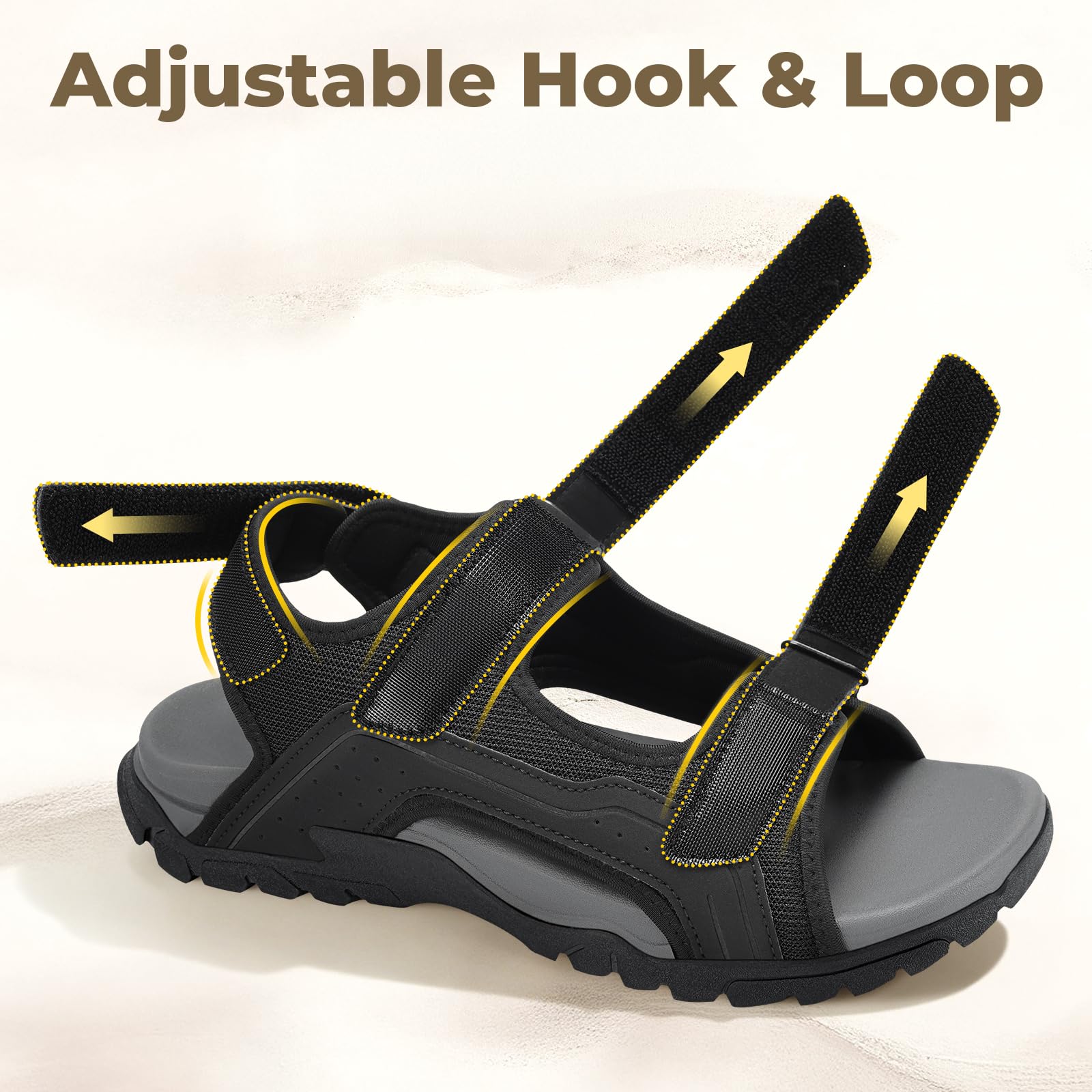 FitVille Sandalias Deportivas Hombre Anchas Sandalias de Exterior con Cierre de Contacto Antideslizantes Ligeras Zapatos de Trekking Transpirables para Verano — view 5