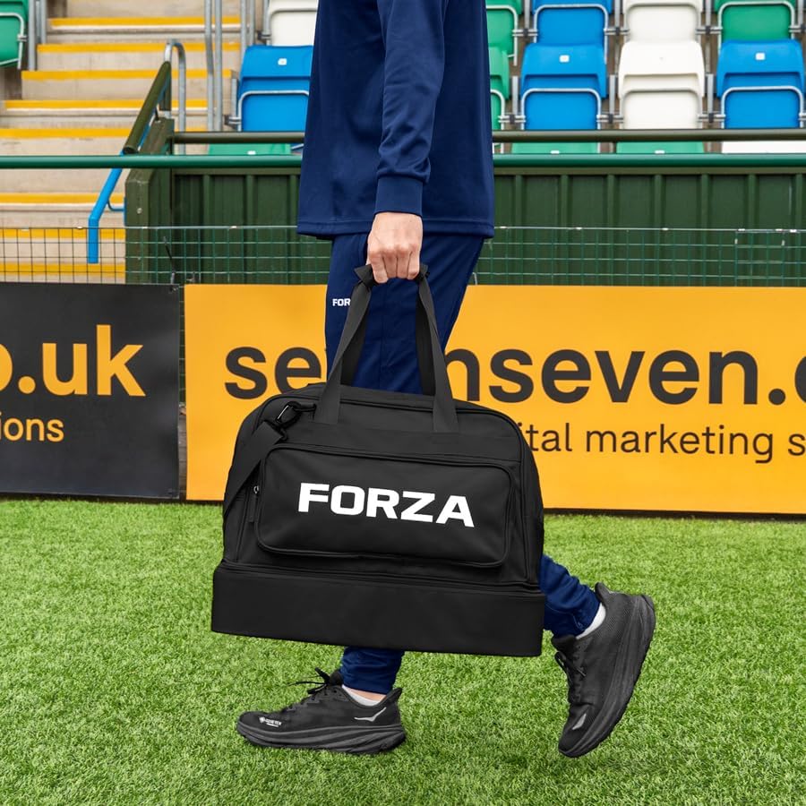 FORZA Players Holdall Kit Bag – 55L Durable Sports Duffel with Reinforced Boot Compartment, Shoulder Strap & Zippered Pockets for Training, Matchday & Travel