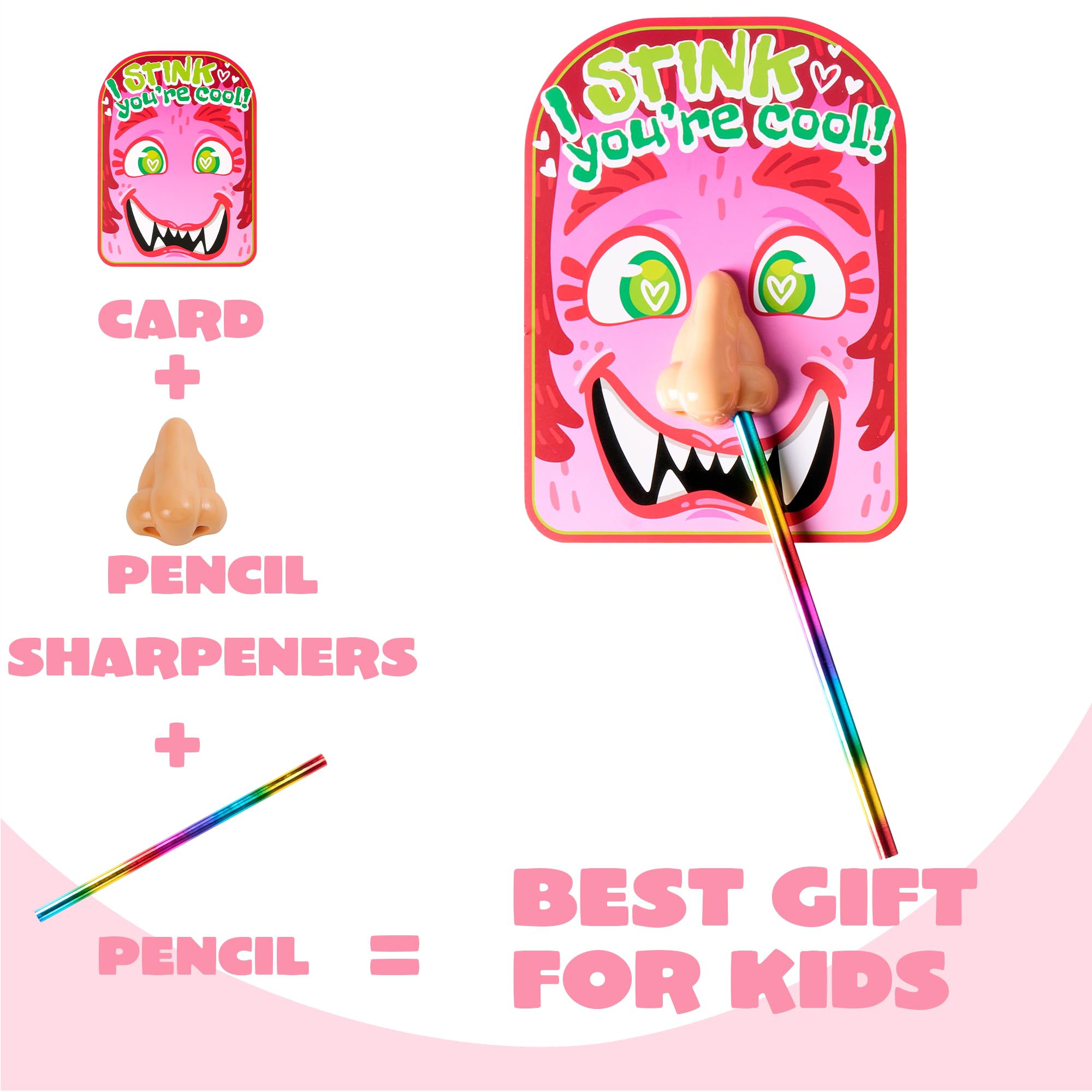 JOYIN 28-teiliges Valentinstags-Schreibwaren-Set für Kinder, lustige Nasenkarten und Bleistifte – perfekt für Valentinstag, Klassenzimmer, Austauschgeschenk für Kinder, Partygeschenk und