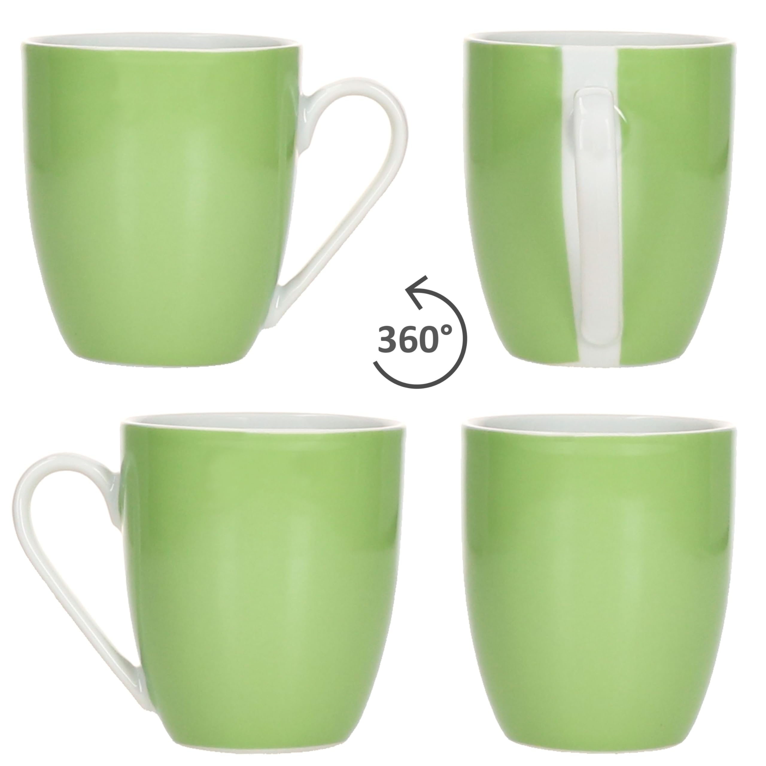 MamboCat Variant Grün 18tlg Frühstücksset I Je 6X kleine Teller, Schale 450ml & Kaffeebecher 350ml, Höhe 10,3cm für 6 Personen I Porzellan-Geschirr für Frühstücks- & Kaffeezeit