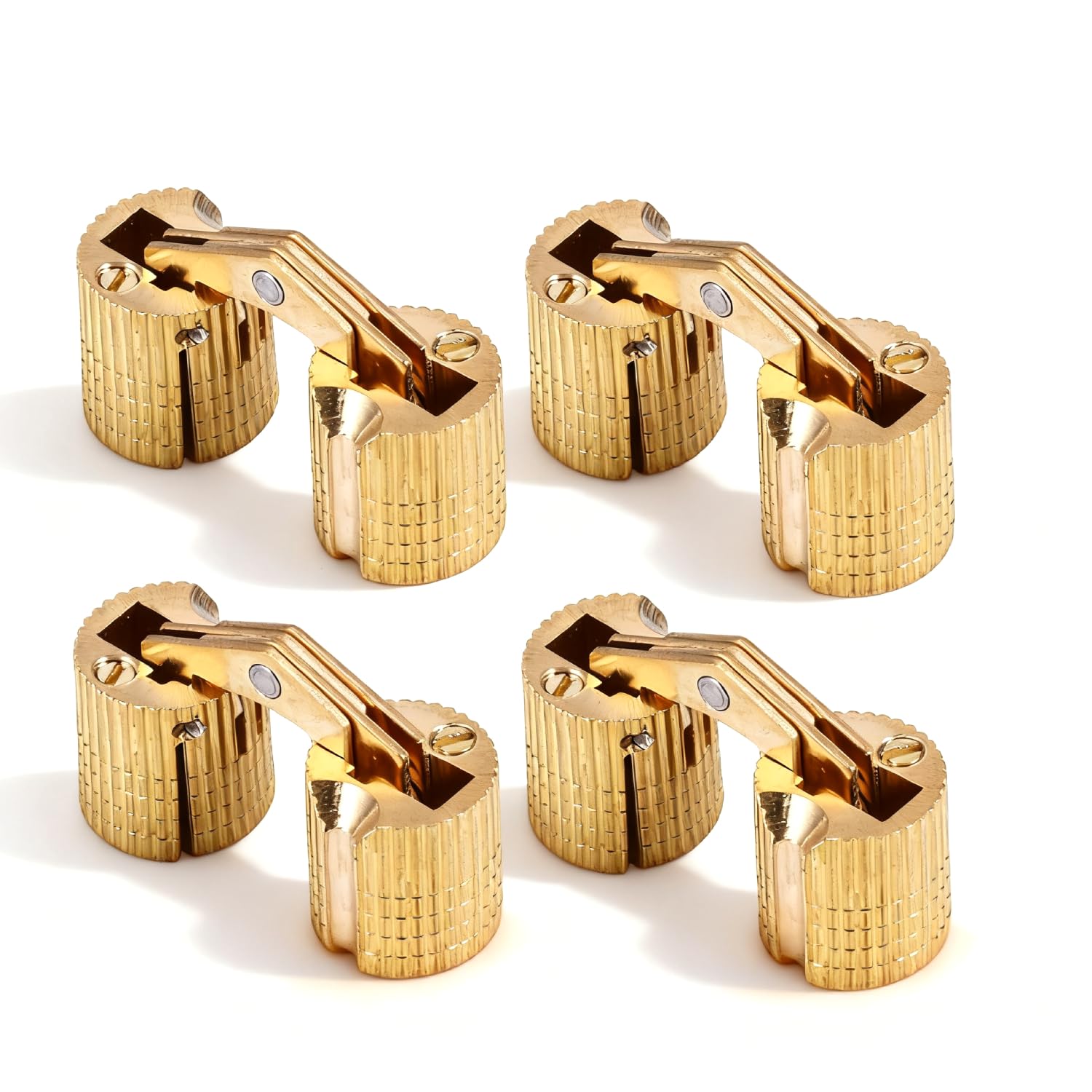 VOBOR Bisagra Barril,4 Piezas Bisagra de Barril Cilíndrico Latón Invisible,Mini Bisagras Ocultas 180°Ángulo de Apertura para Armarios Muebles Cajas de Joyería (10mm)