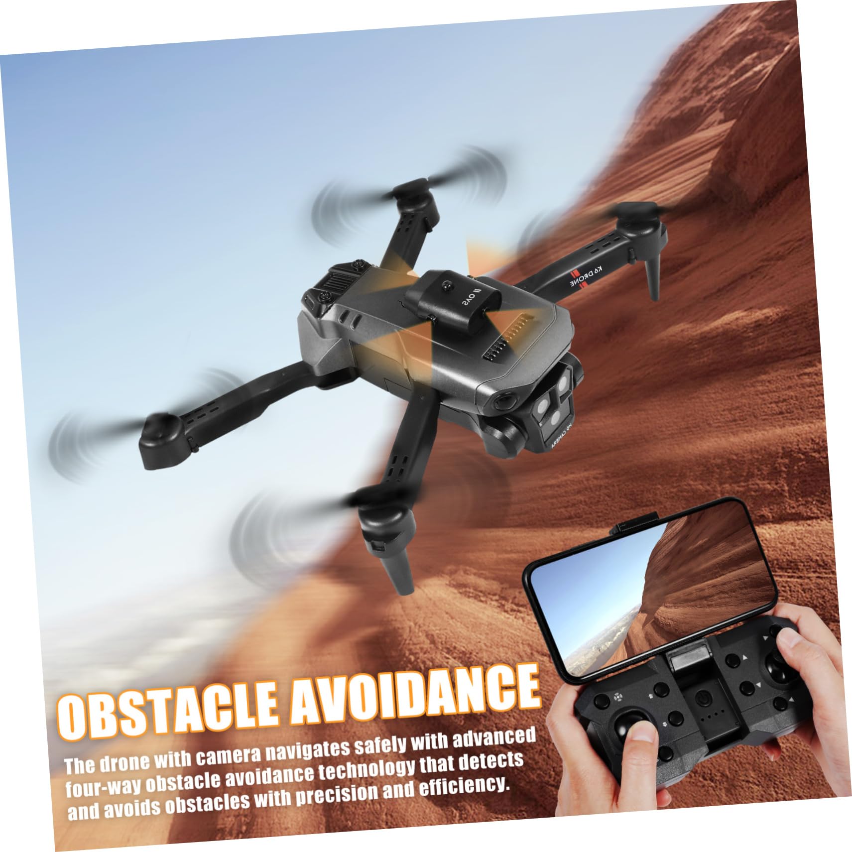 Dron Modelo Max Negro con Triple Cámara HD y Evitación de Obstáculos