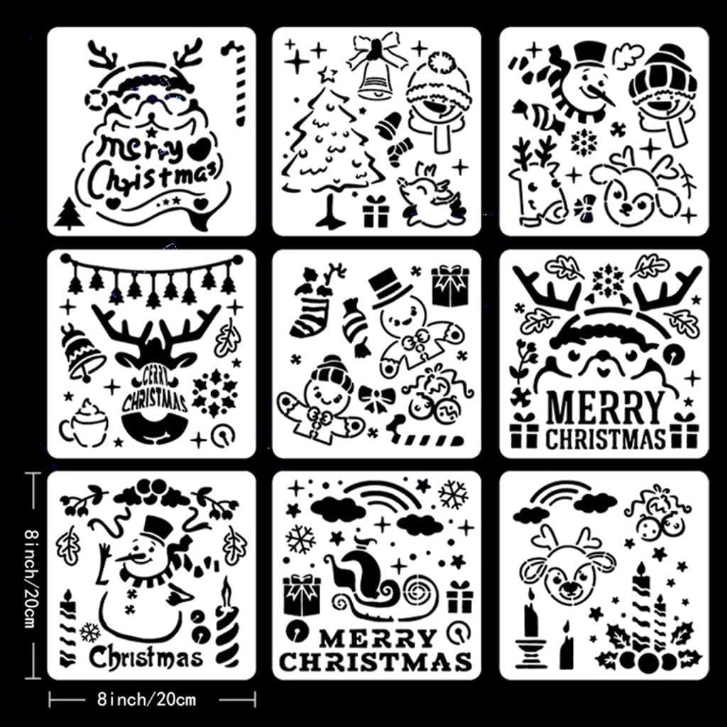 9 Pieces Painting Stencils Art Home Decoration Drawing Templates Themed on Canvas Wood Wall Paper Card Painting Templates Stencils for Adults Wall Wood Canvas Kit Set