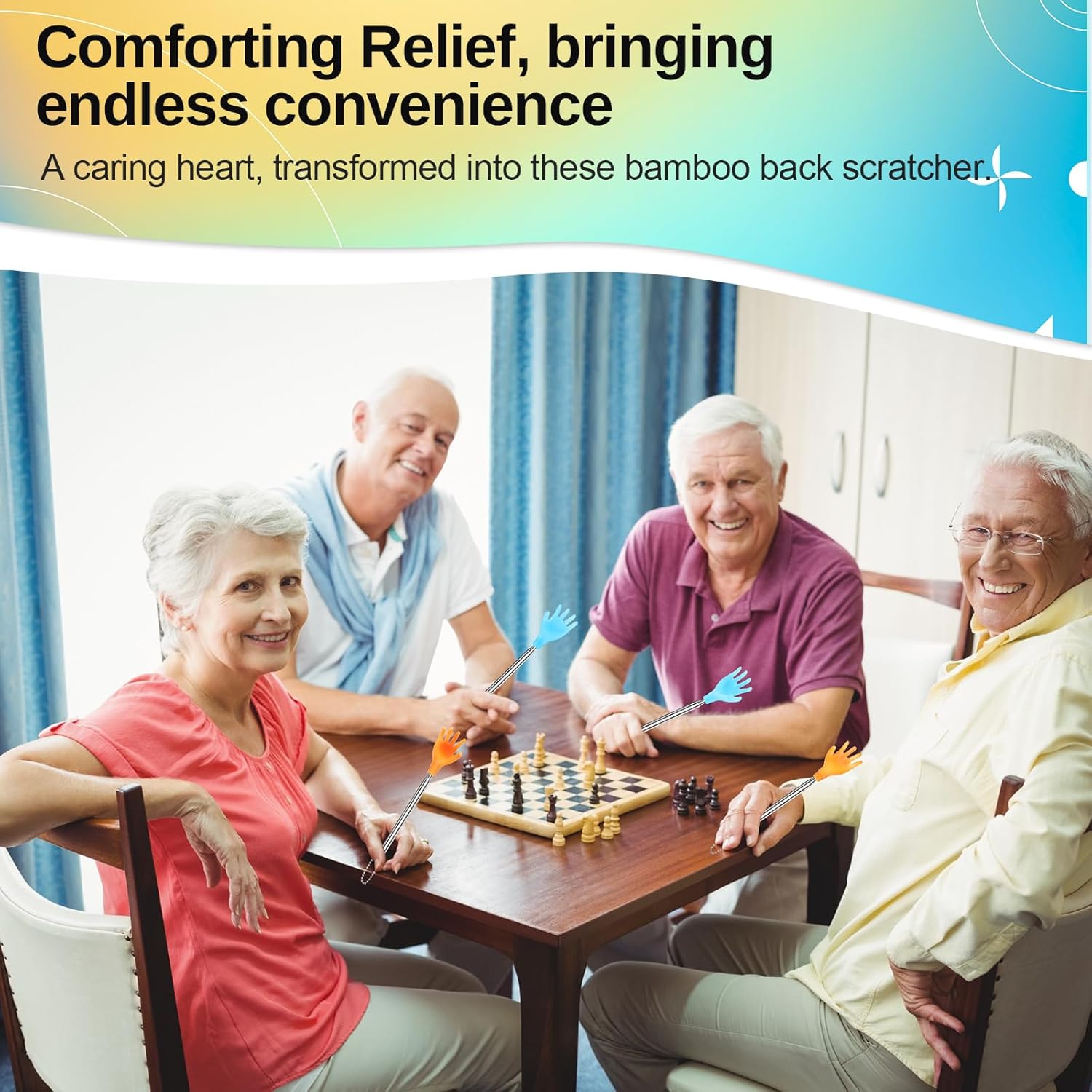 Tioncy 100 Pcs Extendable Back Scratcher Bulk Hand Shaped Retractable Scratcher Telescoping Massage Tool for Men Women Gifts Reducing Back Itching, Yellow and Blue