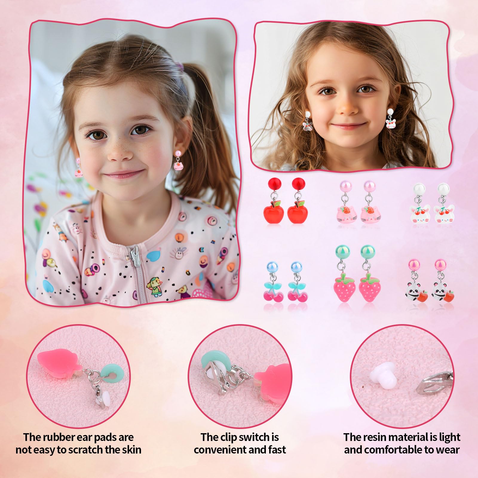 Mikovivi 6 works Colorful Clip on Drop Earrings Set - Image 4