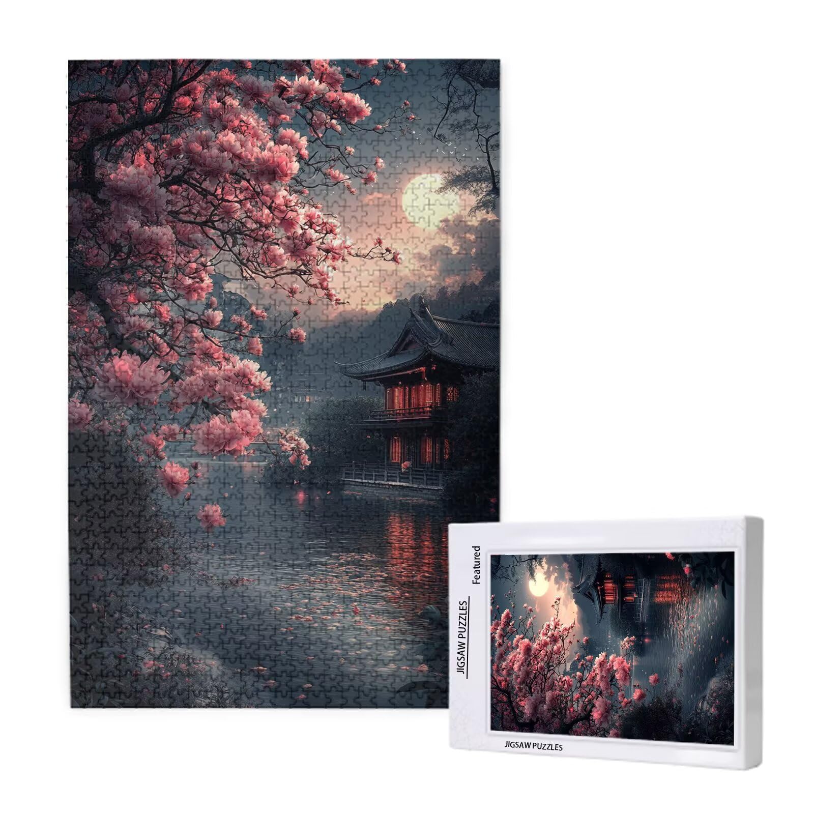 Puzzle Flores de Cerezo Puzzle 1500 Piezas,Lago Rompecabezas Desafiante,Puzzles Adultos,Impresión de Alta Definición Colorido Puzzles Madera con Caja de Regalo,Home Decoration,Regalo Mujer,p1948t