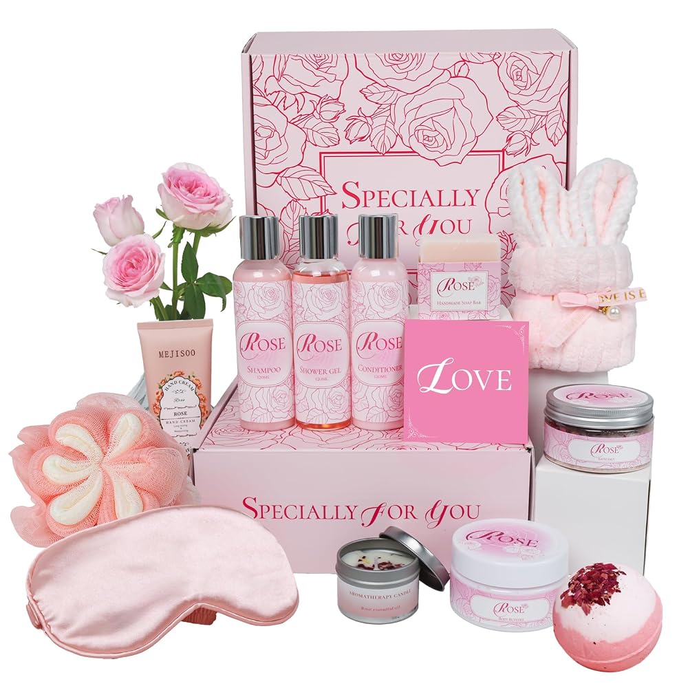 15Pcs Rose Spa Kit Bath Sets for Women Gift Birthday Gift Set for Women