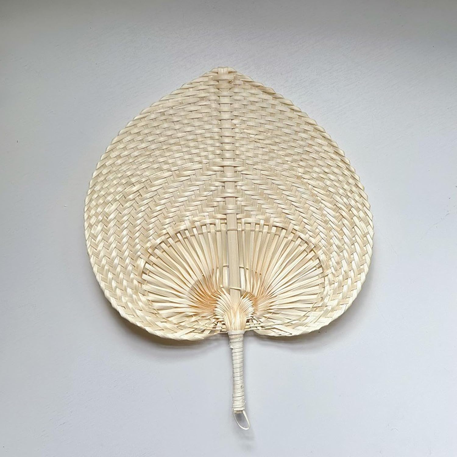 Raffia Hand Fan - Handmade Woven Palm Cooling Fan, 14.96x11.81 Inches Natural Straw Handheld Breeze Fans, Decorative Wall Hanging Summer Accessory, Eco Style Hand Fans for Home