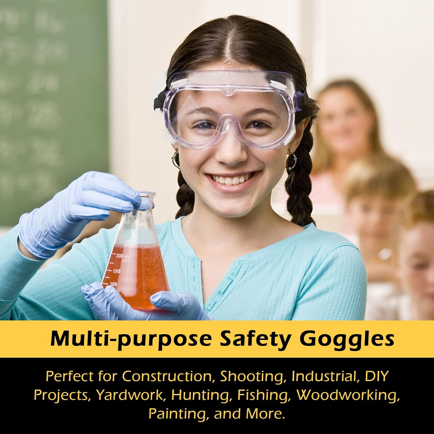 Yunsailing Protective Safety Goggles Lab Over Glasses Clear Anti Fog Eye Protection Goggles for Men Women