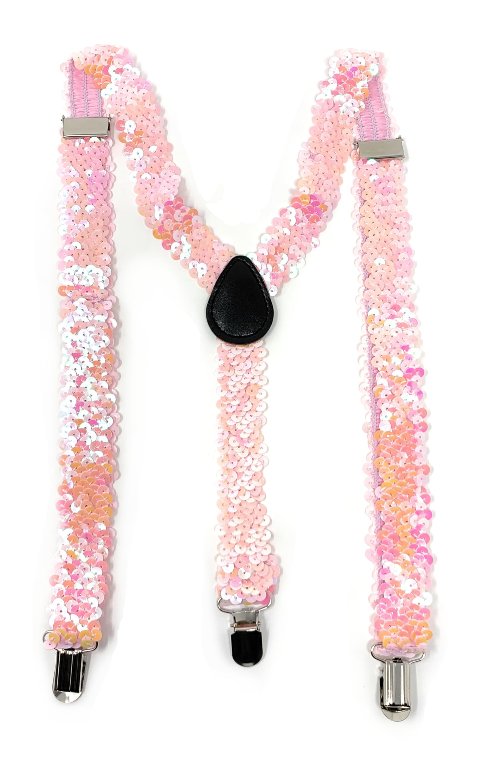 Cadoline Light Pink Mens Sequin Polyester Fancy Dress Suspenders 100 x 2.5cm