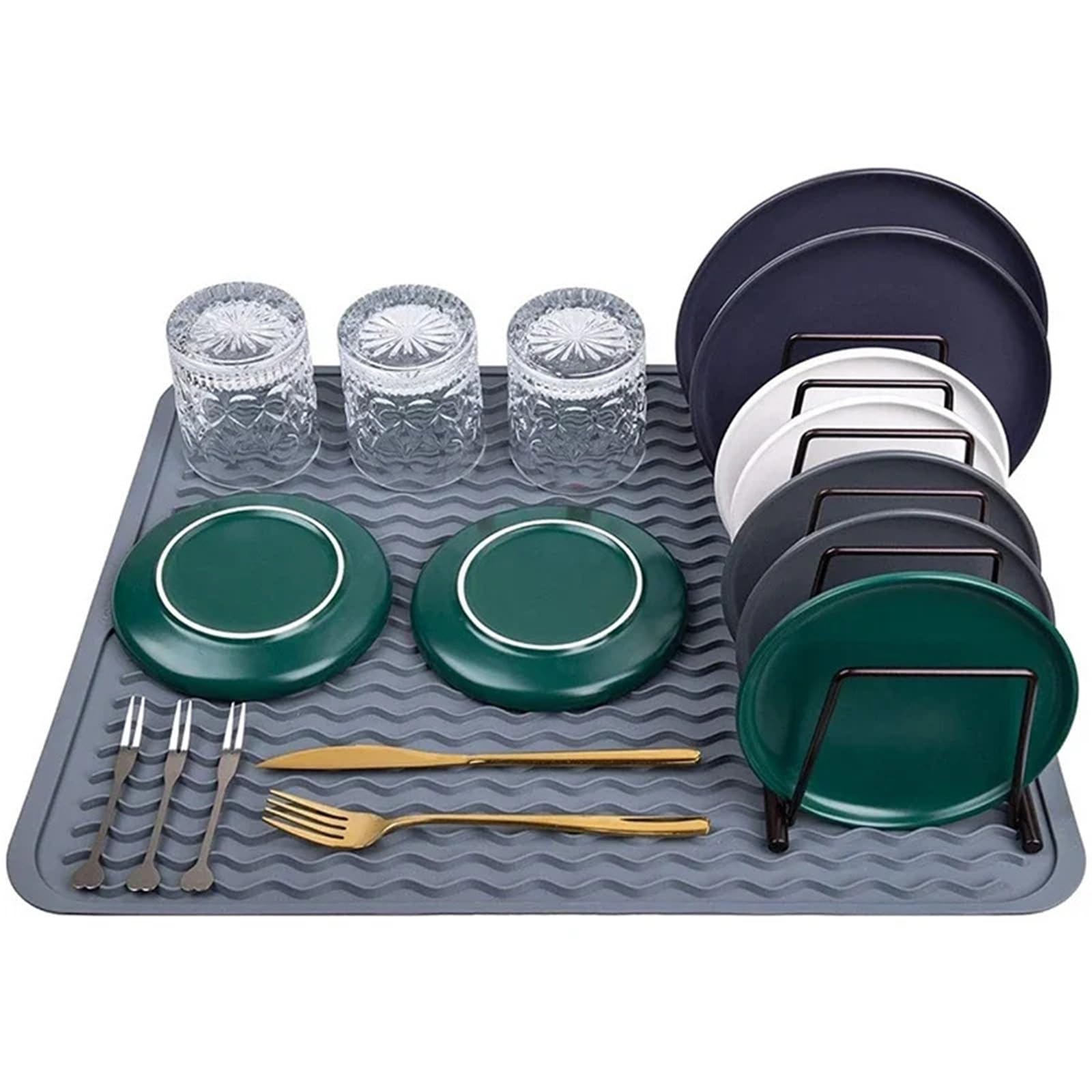 Tapis De Cuisine Pour Le SéChage De La Vaisselle Tapis de séchage de vaisselle en Silicone, épaisseur, résistant à la chaleur, dessous de plat, plateau d'égouttage, sous-verres, support de Pot antidér